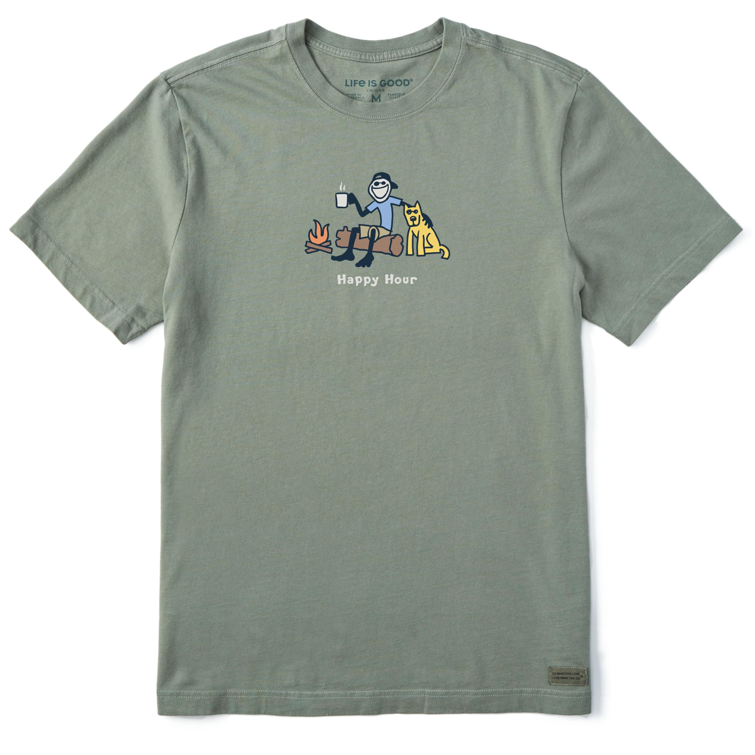 Life Is Good Men's Vintage Crusher Graphic Jake and Rocket Moon T-Shirt, Moss Green, M