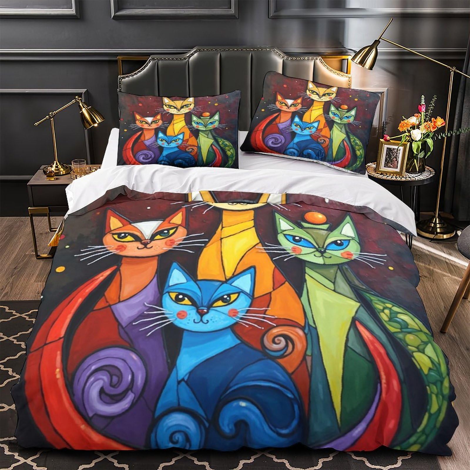 Housse de couette chat 3D respirante pour adoucir les nuits