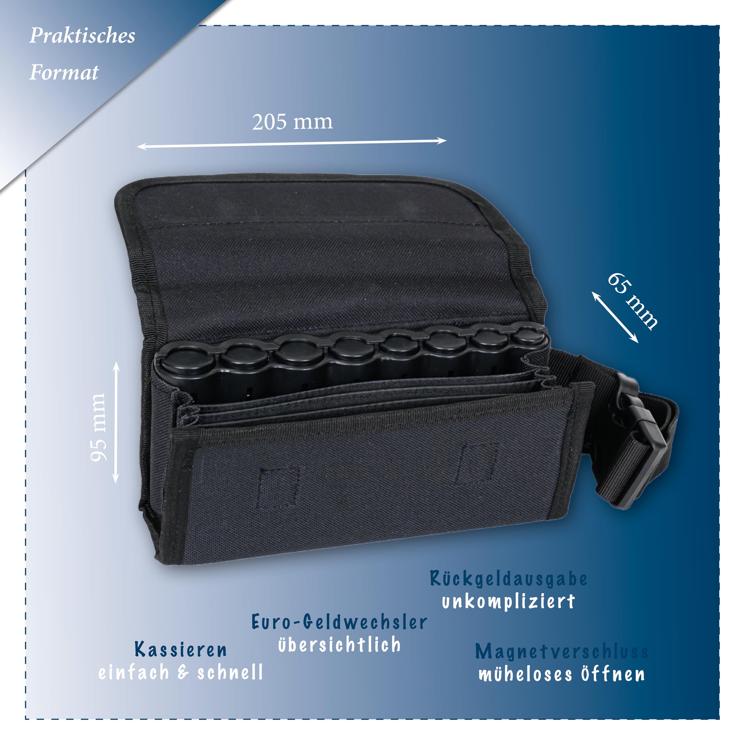 Effektivo 10575 Portfel Kelnerski, Czarny, 95 x 205 x 65 mm