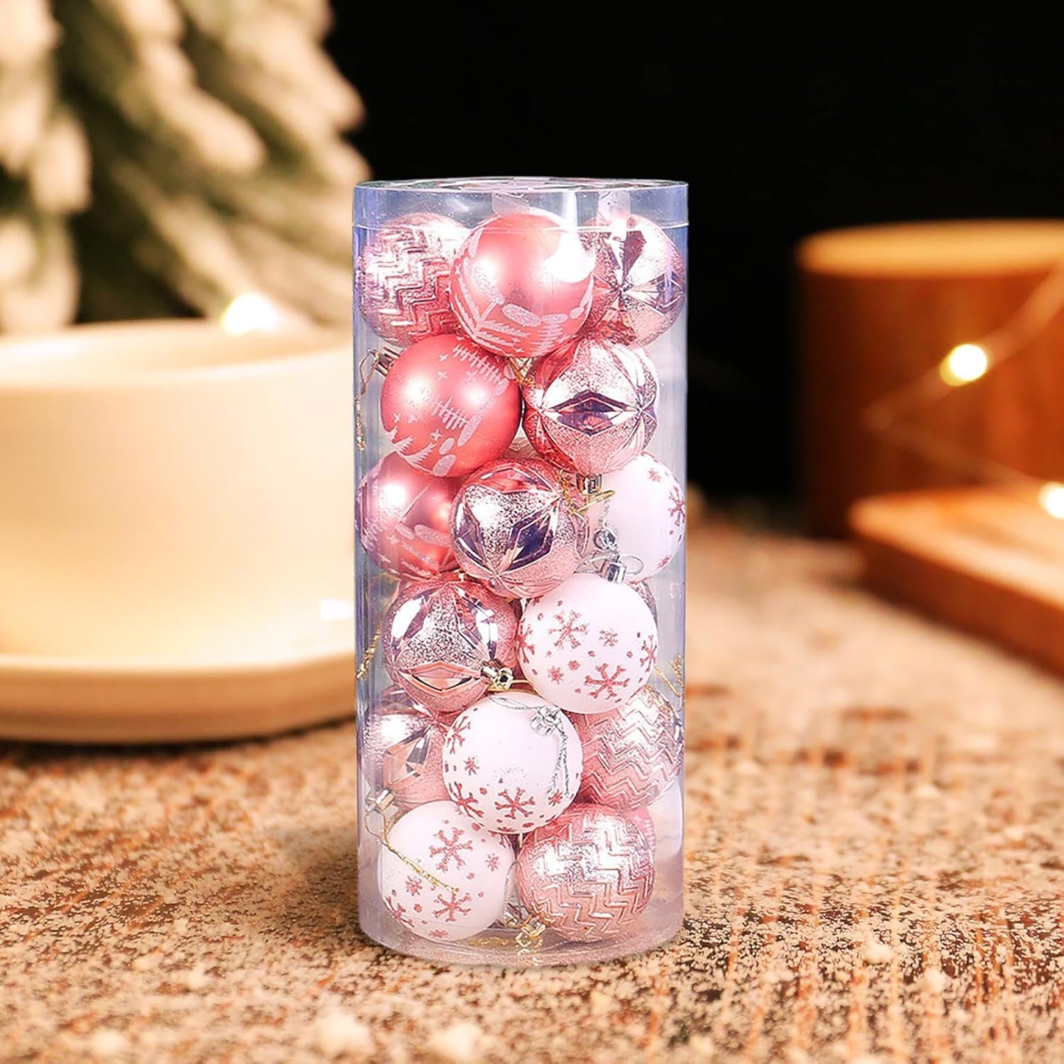 Decorations Balls 24X Shatterproof Painted Pendants Decorations,Electroplated Tree Ball Ornaments for Christmas Holiday Wedding