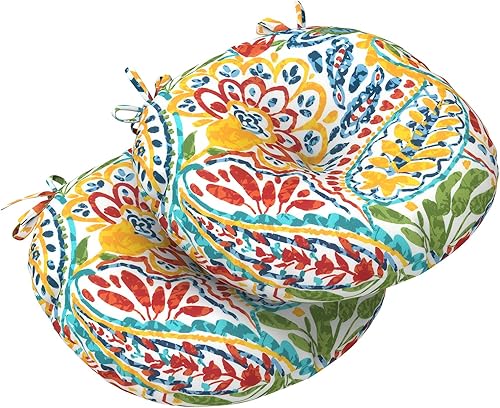 LVTXIII Cojines de asiento bistró para exteriores para todo tipo de clima, cómodos cojines redondos para sillas de patio, 15 x 15 x 4 pulgadas,