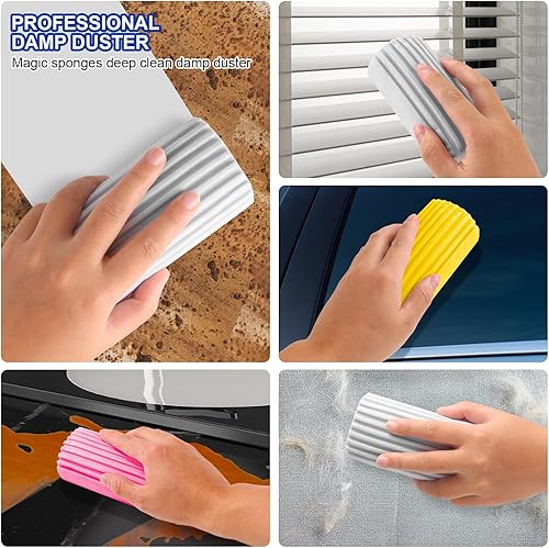 Miniatura 3 de Paquete de 4 cepillos de esponja limpios, productos de limpieza, plumero mágico Taykos Damp para limpieza de ventanas de automóvil, persianas,