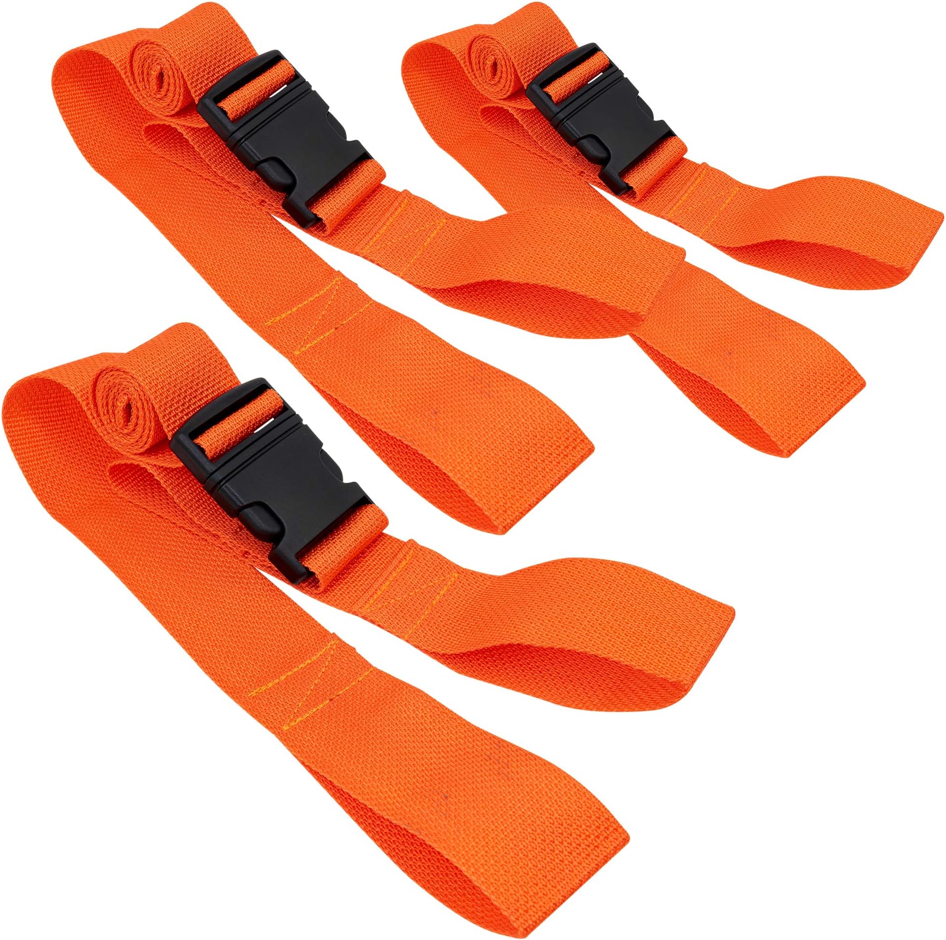 Backboard Spine Board Straps - 5" Disposable Securing Straps with Loop Ends - Emergency Medical Board Adjustable Strap with Plastic Quick Safety Straps Release Buckle - Orange - Pack of 3