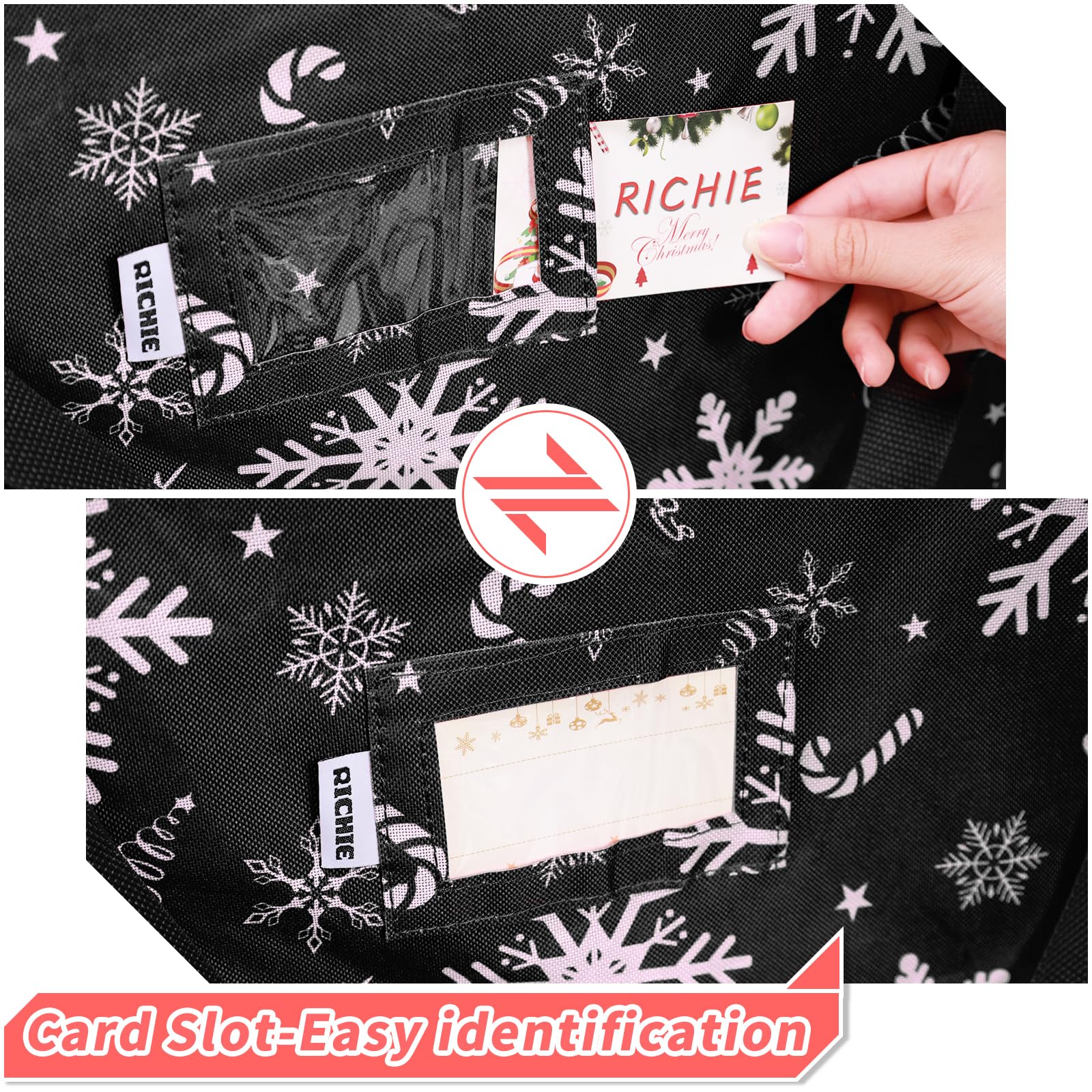 RICHIE Lot de 3 sacs de rangement pour sapin de Noël de 2,7 m - Oxford 600D indéchirable - Convient aux arbres artificiels jusqu'à 2,7 m - Poignées renforcées, fermeture éclair et durables - Sacs de