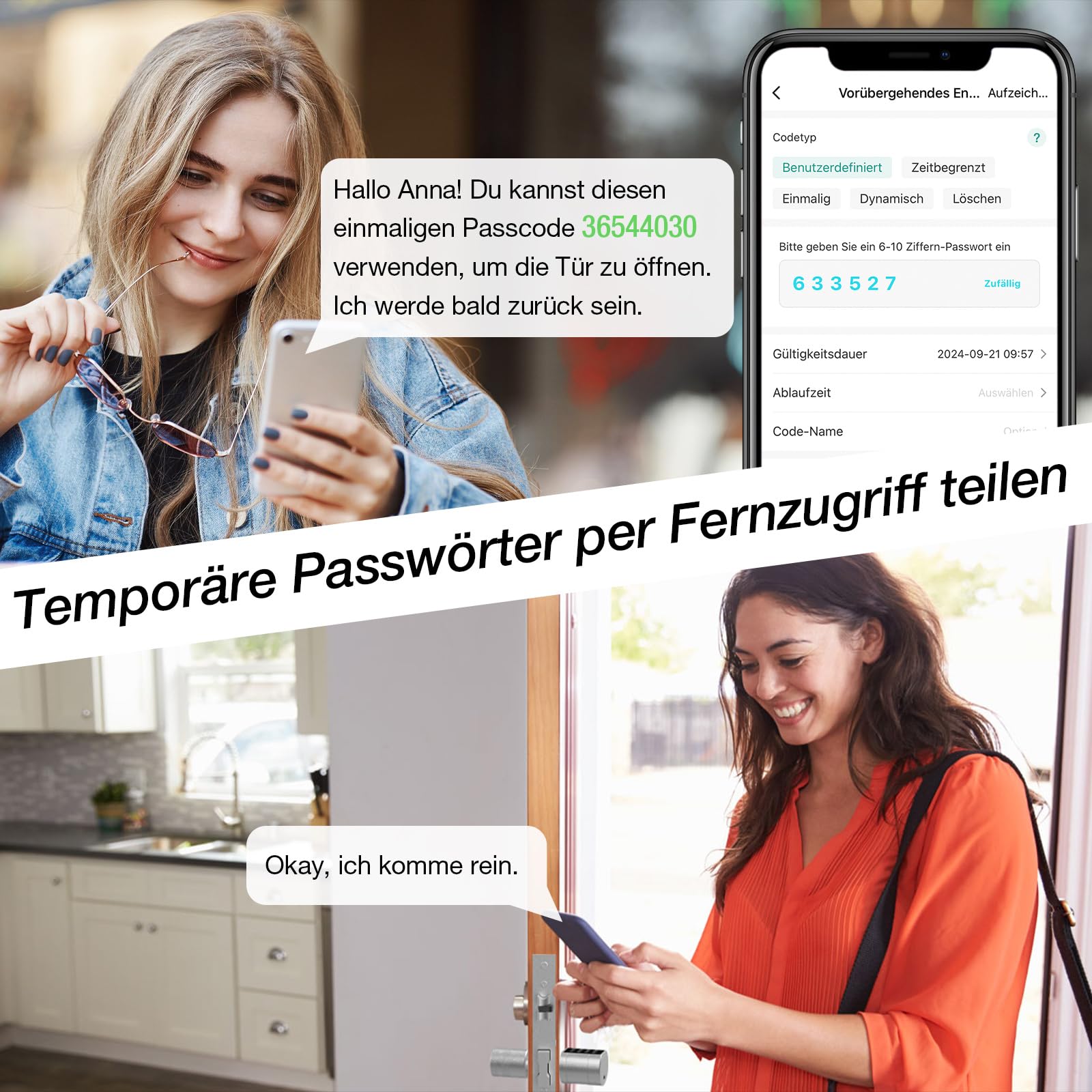 Anweller Serrure de porte électronique avec empreinte digitale - Code Smart Lock - Cylindre de serrure 70 mm avec 2 clés, 2 cartes IC, pour portes de 35 à 70 mm