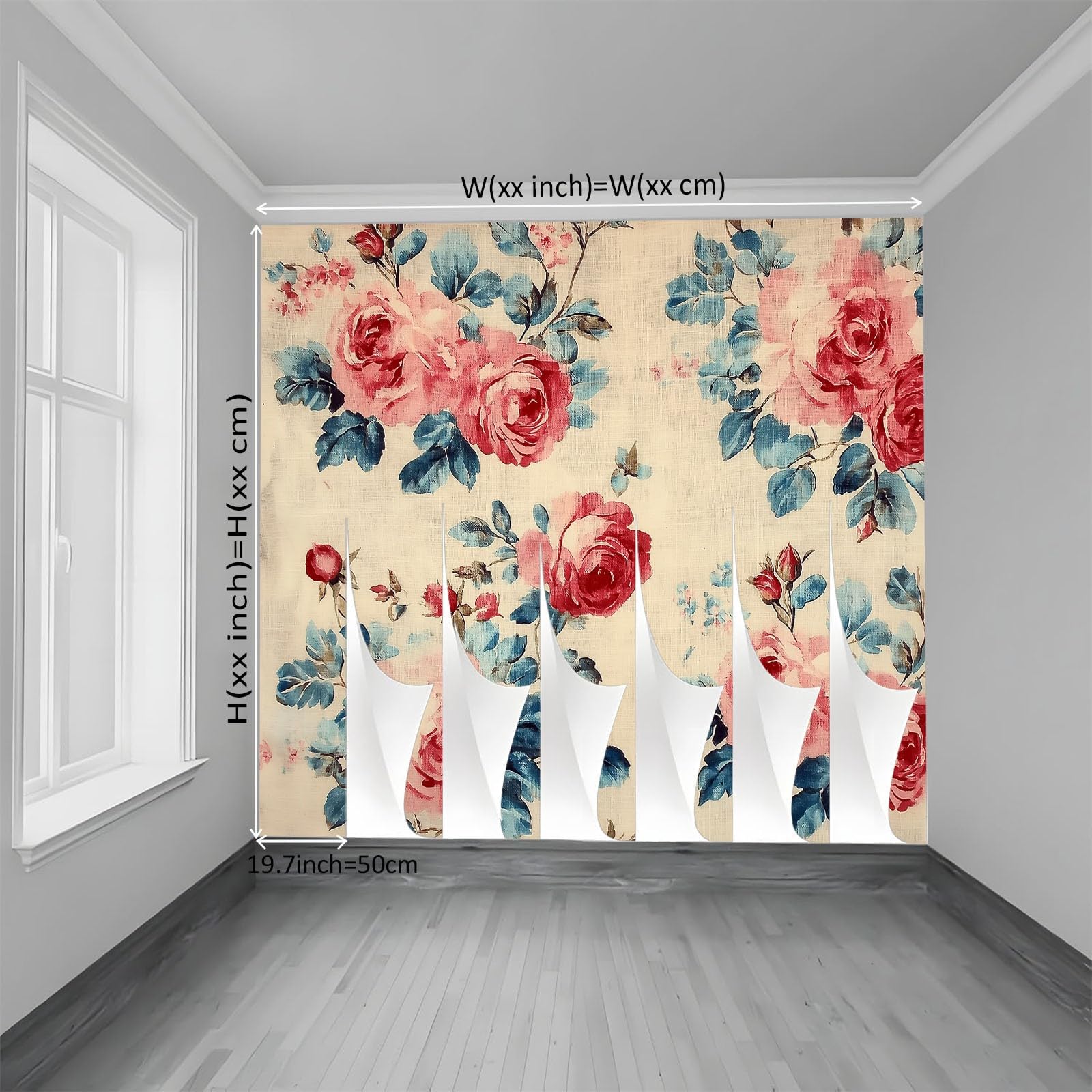 Générique Panoramiczna tapeta 500 x 280 cm kwiatowe róże vintage włóknina XXL fototapeta gobelin ścienny salon sypialnia - tapeta Trompe l'eil efekt 3D, beżowa