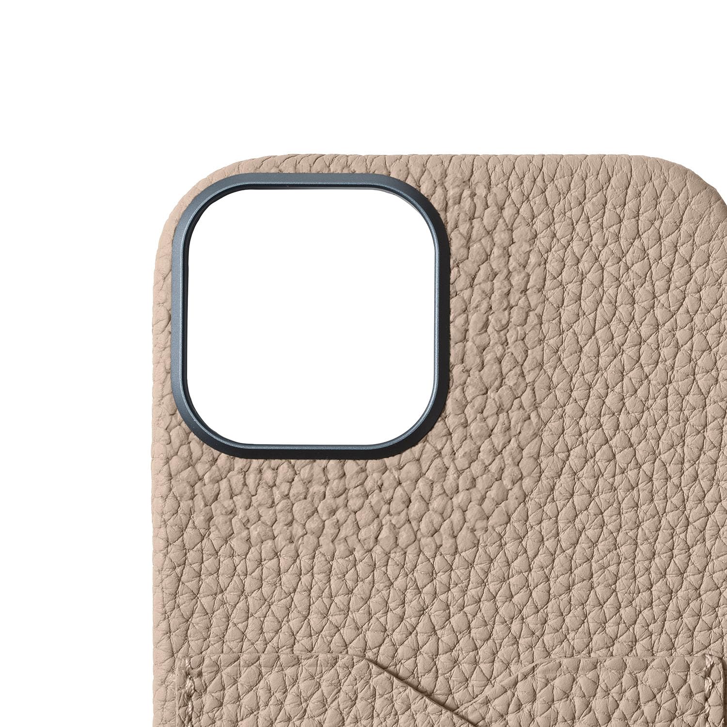 ボナベンチュラiPhone17ケース　グレージュ iPhone 17 Pro) ハンドル付き バックカバーケース シュリンクレザー