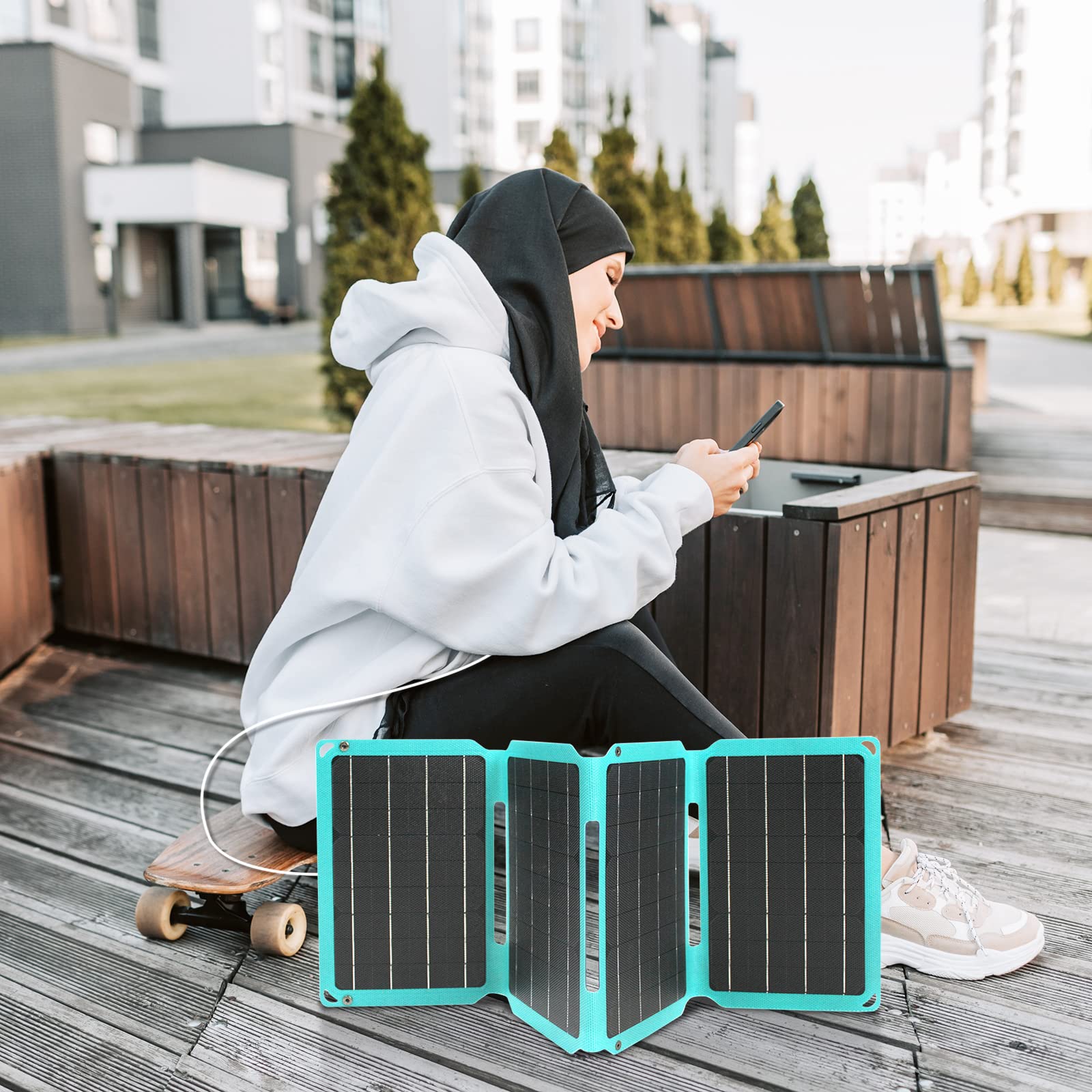 Panel Słoneczny 36W Słoneczny ETFE Monokrystaliczny Panel Słoneczny ładowarka, przenośna ładowarka solarna z typem C, DC, USB, 3 wyjścia na kemping lub wędrówki, aparat, akumulator