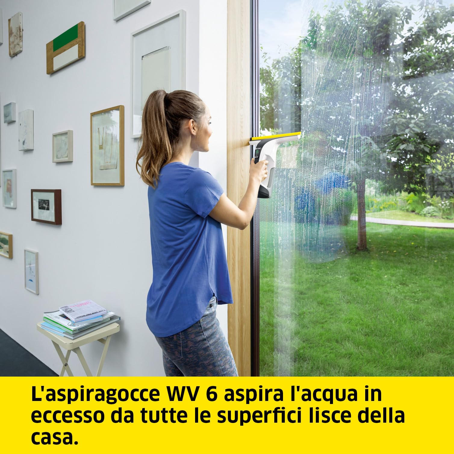 KÄRCHER Lavavetri Aspiragocce WV 6 Plus, pulizia di vetri, piastrelle, doccia, piani cottura, Serbatoio 150ml, Autonomia 100 min, Bocchetta 28cm, 20 ml detergente concentrato