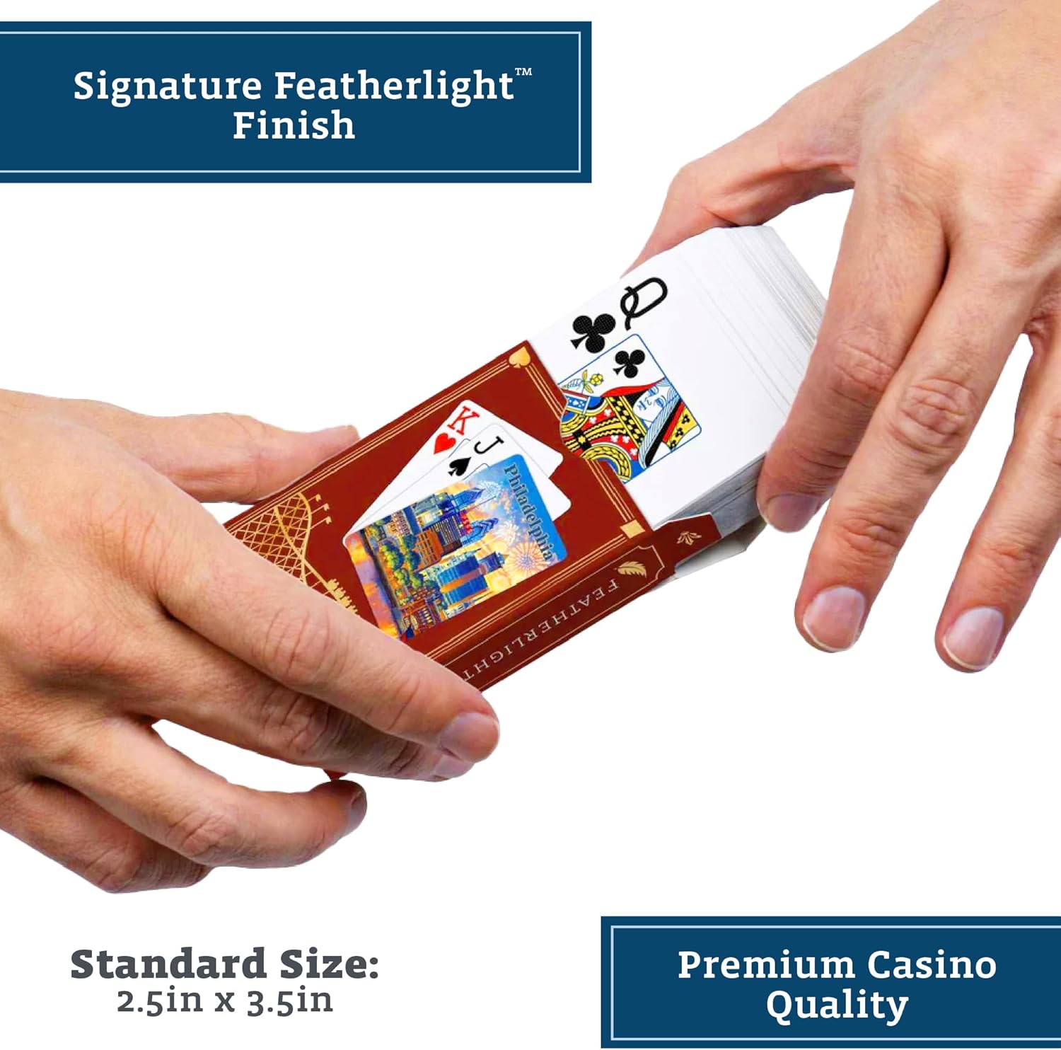 Boardwalk Puzzles Philadelphia, Featherlight Unique Playing Cards, Fun Themed Deck for Home and Travel
