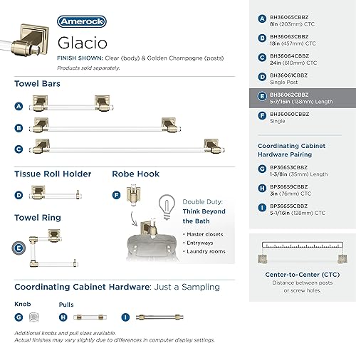 Miniatura 10 de Amerock BH36060CPN  Gancho individual para bata de níquel transparentepulido  Toallero de 2-1516 pulgadas (2.953 in) de longitud  Glacio  Gancho