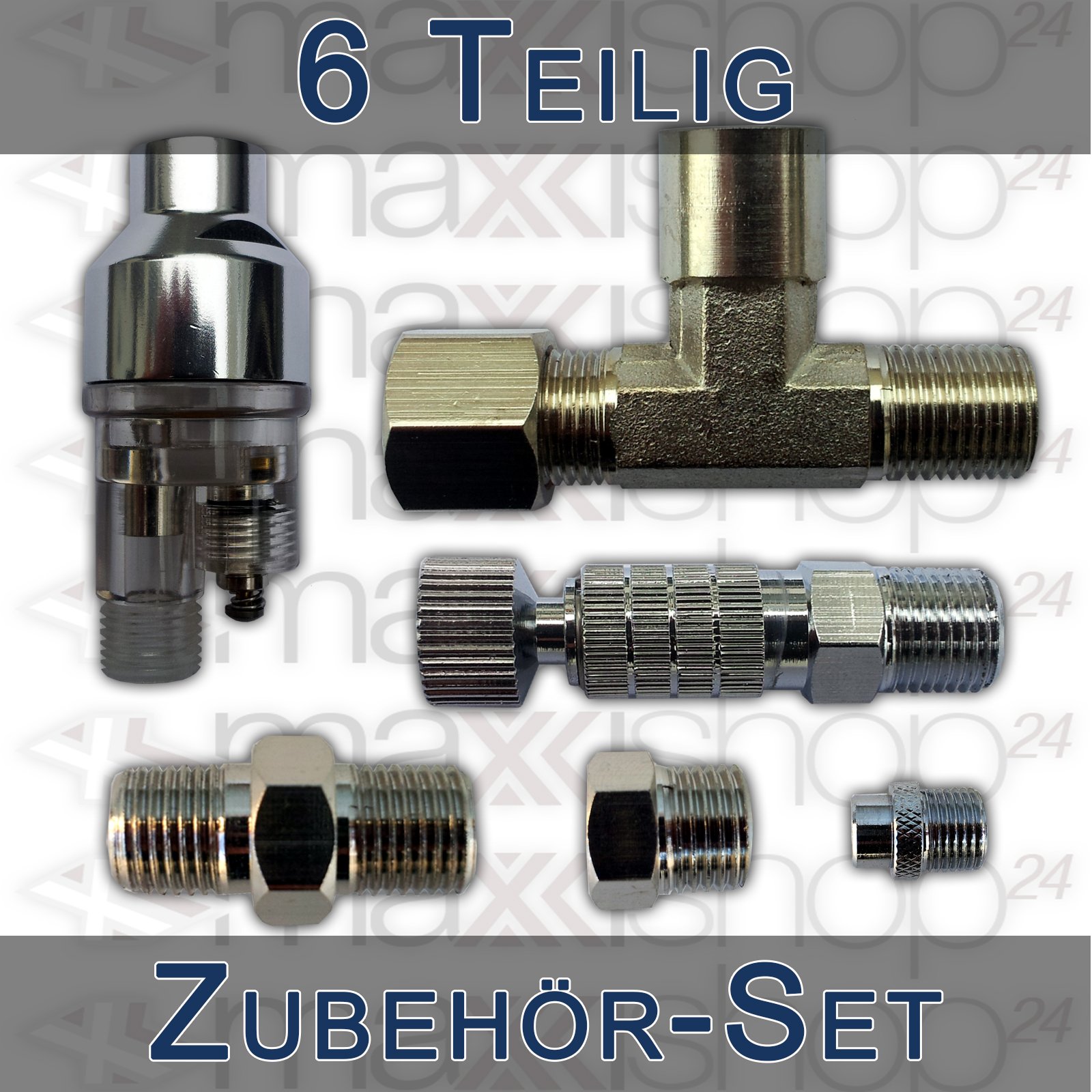 Airbrush-Set AS-186-E1 Komplett-Set Kompressor Set 12tlg. Mit 2 Pistolen