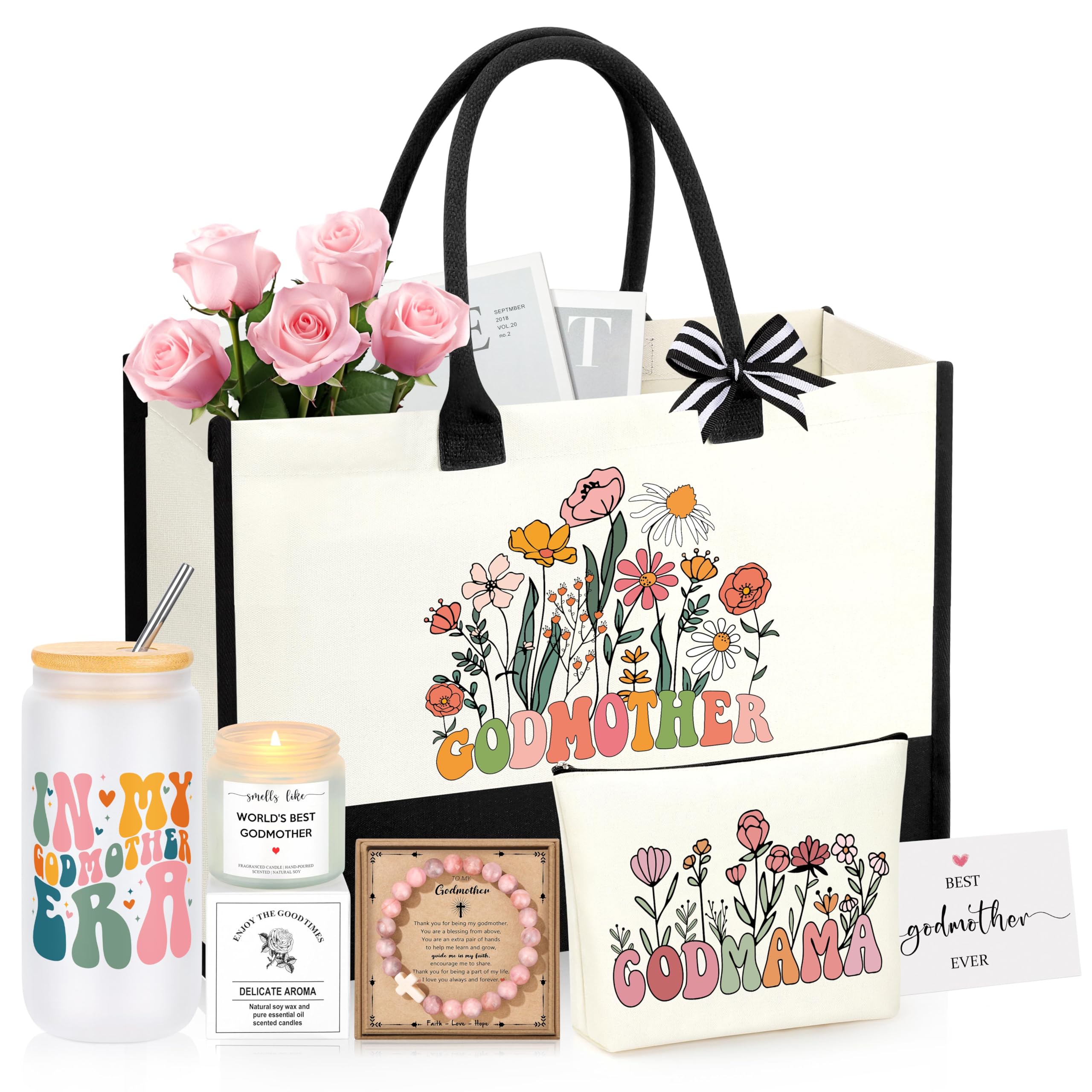 Godmother Proposal Gift, Will You Be My Godmother from GodChild, Mothers Day Christmas Birthday Gifts for Godmom Gifts Ideas Basket Set of 5