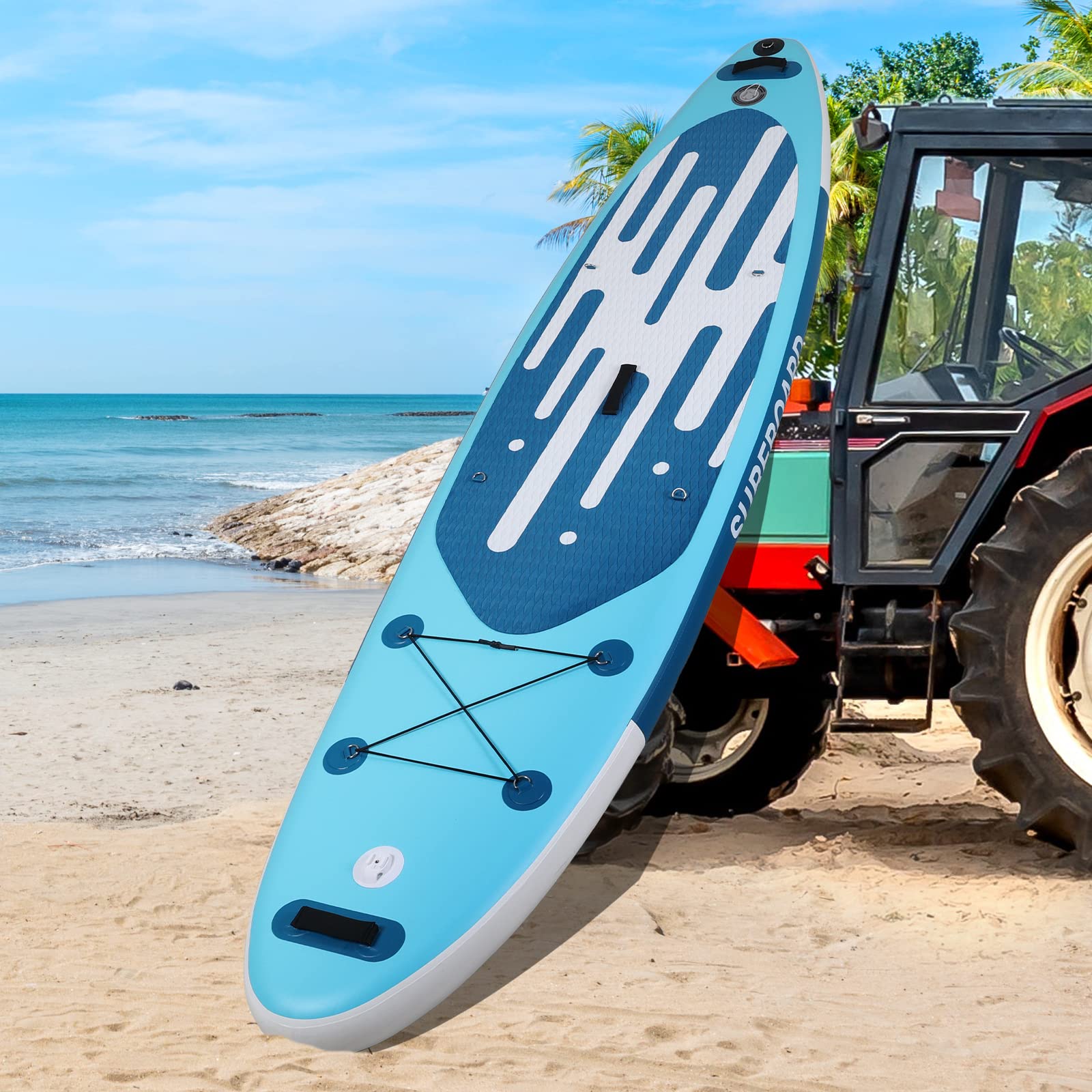 YU YUSING Pack Complet – Paddle Gonflable Adulte 335cm, Planche Stand up Paddle Gonflable 2 Personnes, Sac à Dos, Siège Kayak, Pagaie Aluminium, Support Caméra, Pompe, Tous Niveaux, jusqu'à 150 kg