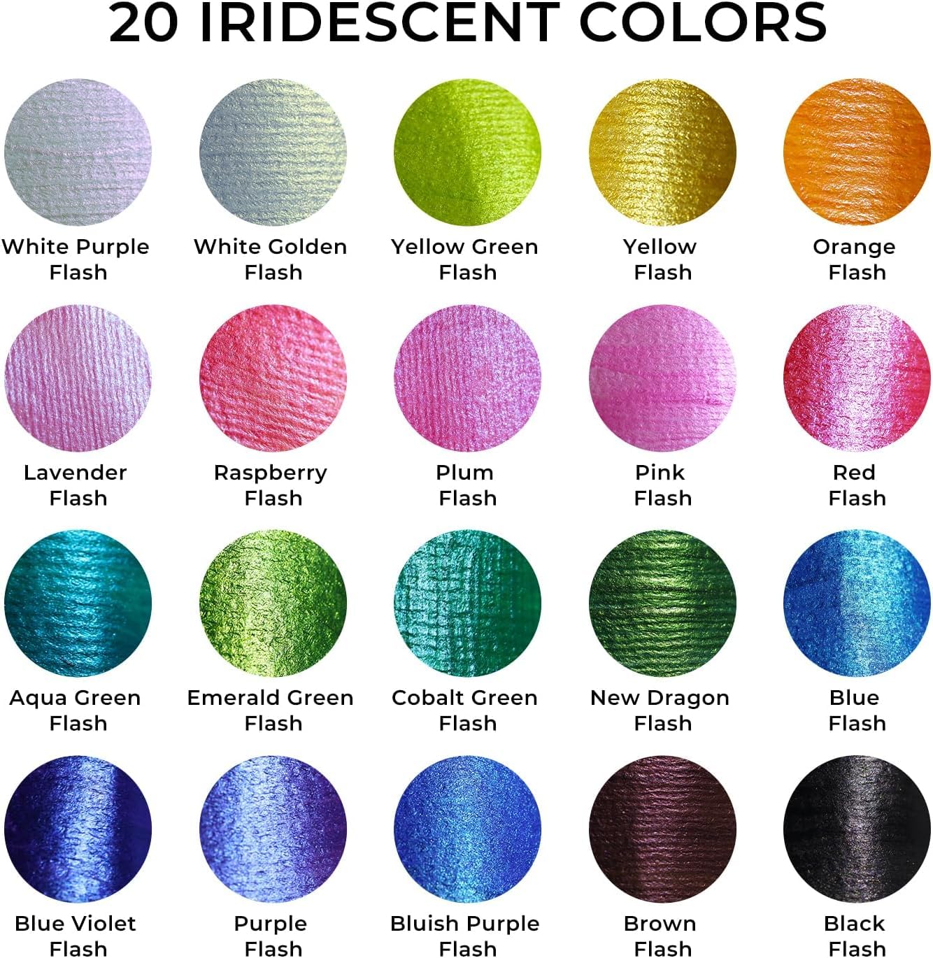 ARTFLY Set di colori acrilici iridescenti, 20 colori camaleonte in flaconi da 2oz/60ml, colori acrilici cangianti, colori cangianti perfetti per artisti e principianti su tela, rocce, legno, tessuto,
