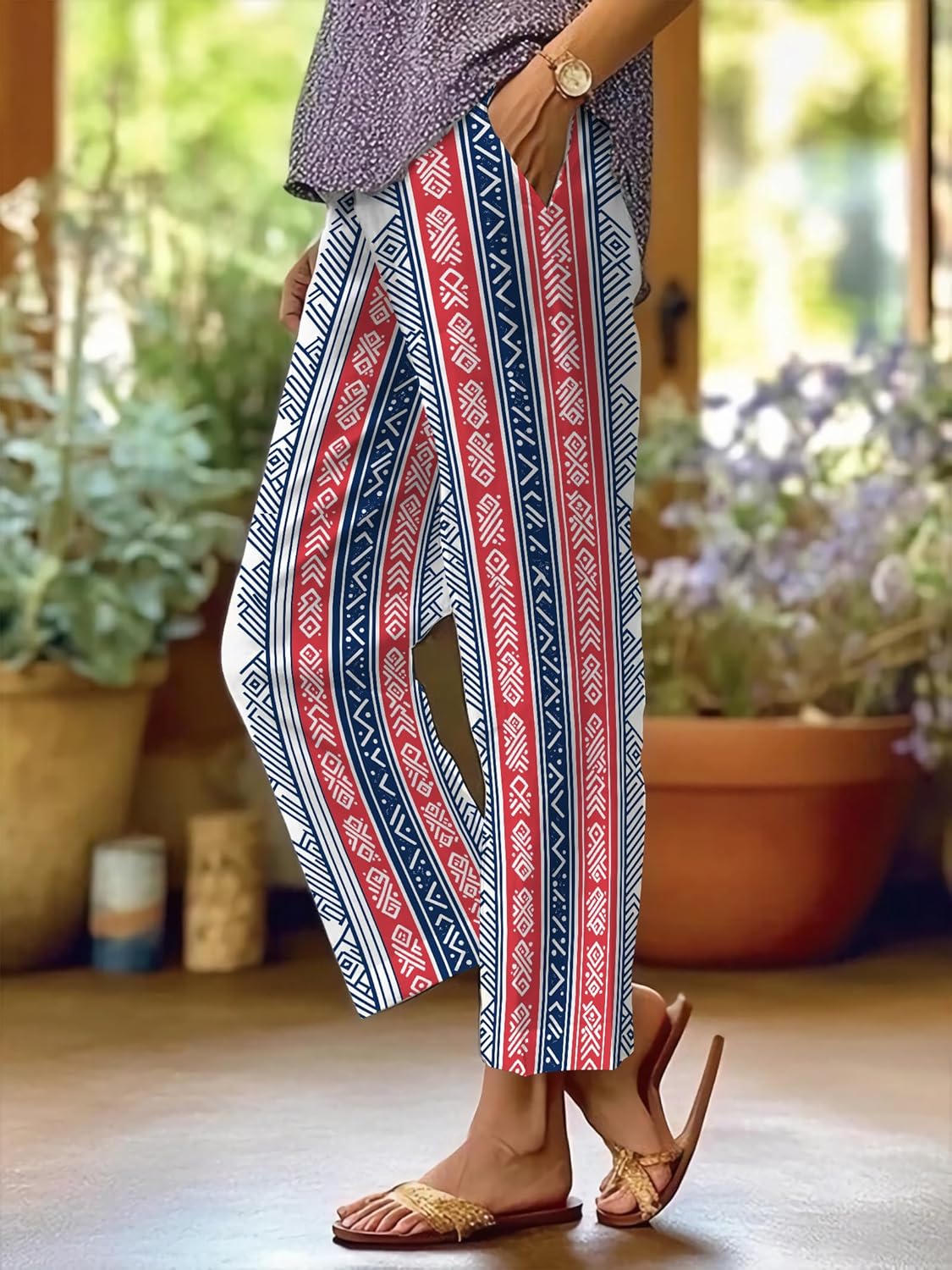 Resort Pants for Women Oversized Casual Wide Leg Soft 2025 Summer Elastic Waist Festival Lightweight Harem Trouser - Image 2