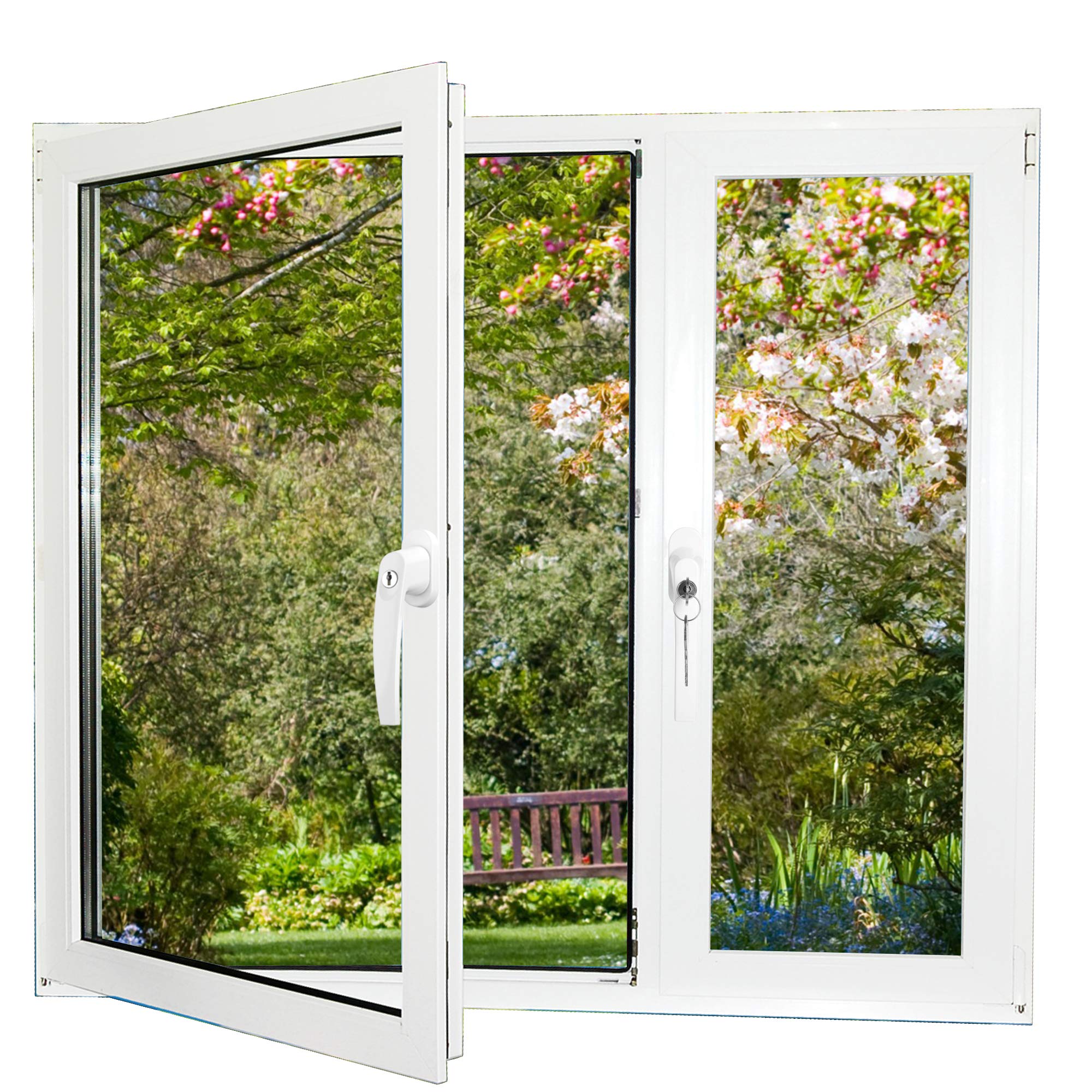 Manija para Ventana de Aluminio de Alta Calidad PALMAT con Llave | para Ventanas/Puertas Abatibles y Corredizas | Apertura Hacia Adentro o hacia Afuera (Paquete con 10 piezas, Negro)