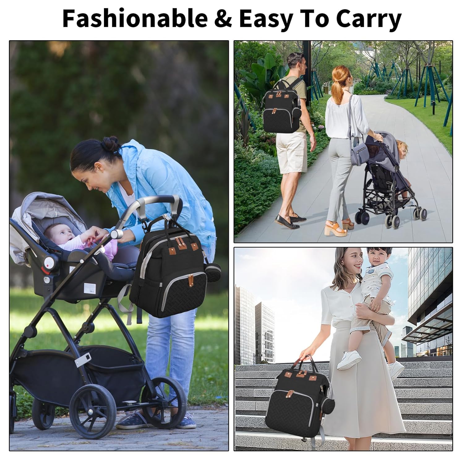 Diaper Bag Backpack, Multifunctional Baby Diaper Bag, Diaper Changing Station for Boys Girls, Large Capacity Travel Baby Bag for Mom Dad with Insulated Pocket & Strap - Image 6