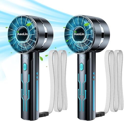 2 ventiladores turbo portátiles de mano con motor de alta velocidad de 7000 rpm, ventilador personal de refrigeración recargable por USB, 4