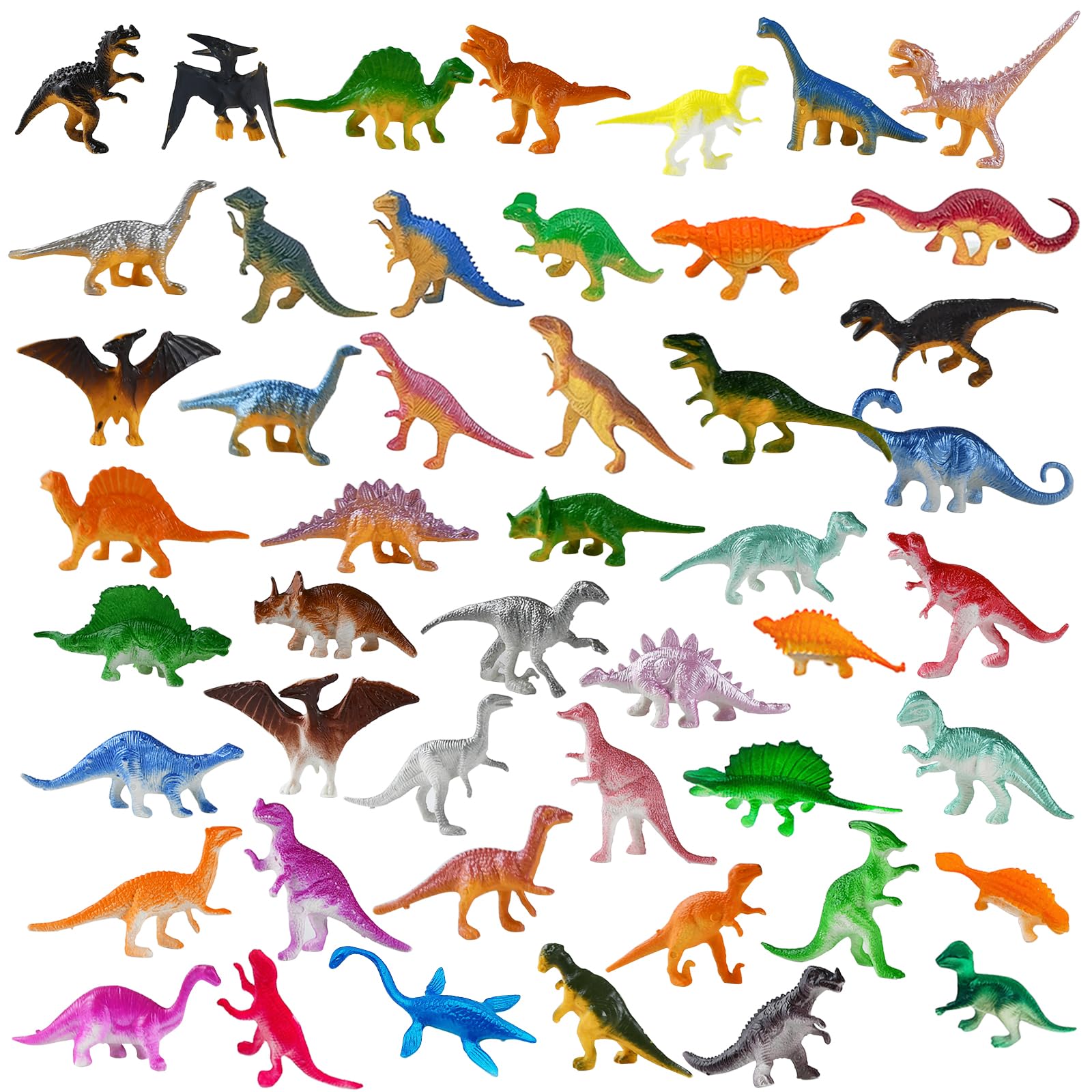 Anyìshwu – Lot De 48 Mini Dinosaures En ABS – Jouets éducatifs Pour Enfants – T-Rex, Stégosaure, Ptérosaure – Anniversaire, Pochettes Surprises