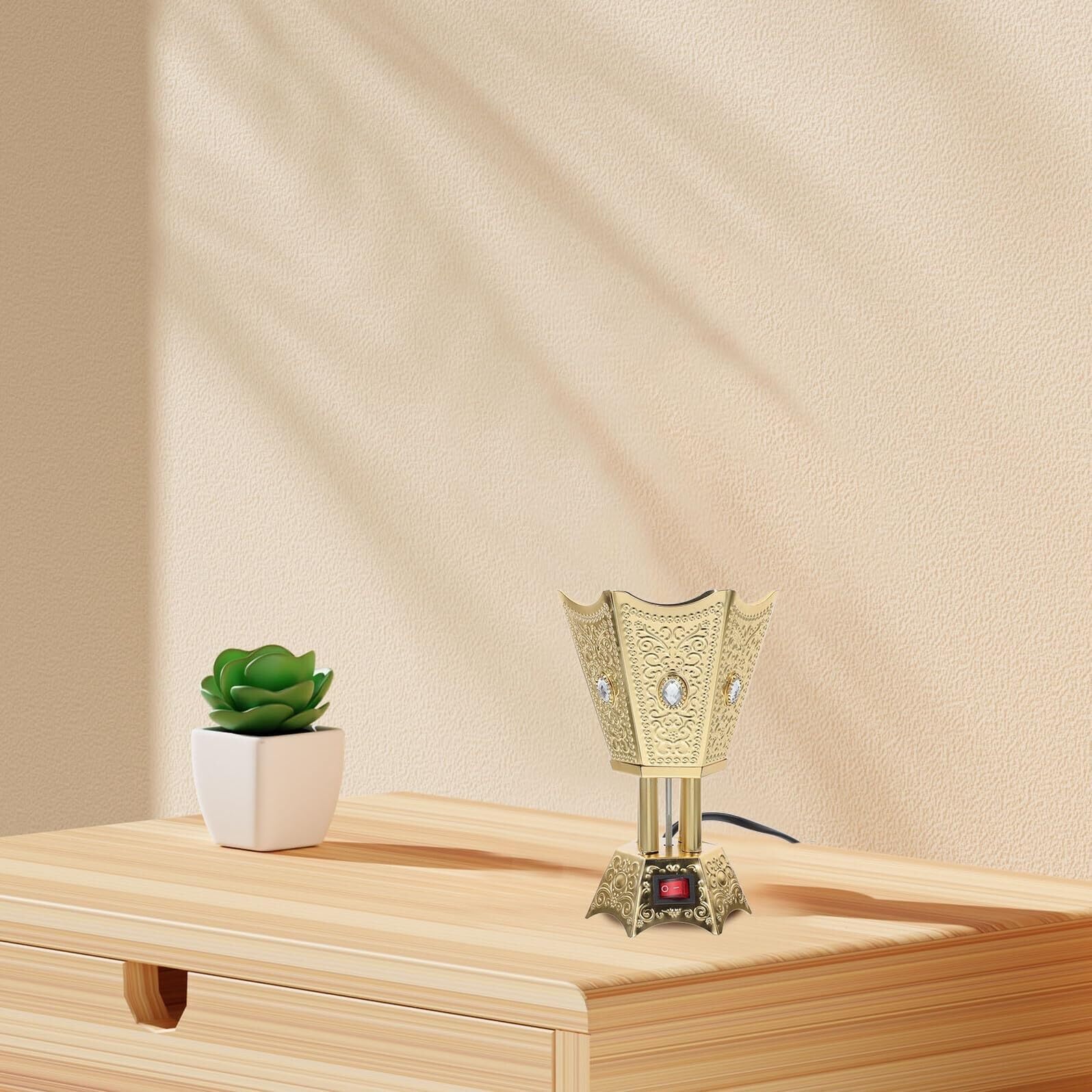 Quemador de Incienso eléctrico – Incensario de Metal – Soporte eléctrico para Bakhoor – para hogar, Oficina, Dormitorio y salón – Aromaterapia y Uso Decorativo