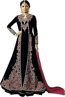 Divine Exim Women's Anarkali Faux Georgette Embroidery Semi-stitched Salwar Suit with Dupatta | Dress Material | Tradition...