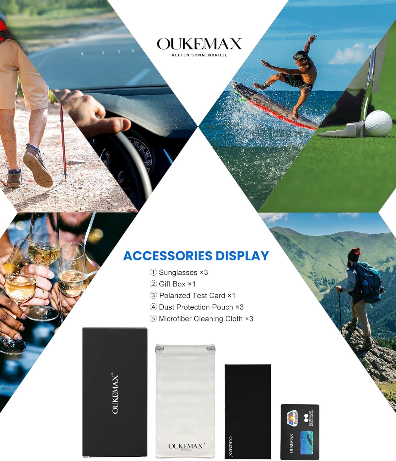 Polarized Sunglasses Men Women: Mens Sunglasses Sun Glasses for Driving Sports Fishing with UV Protection 3 Packs - Image 7