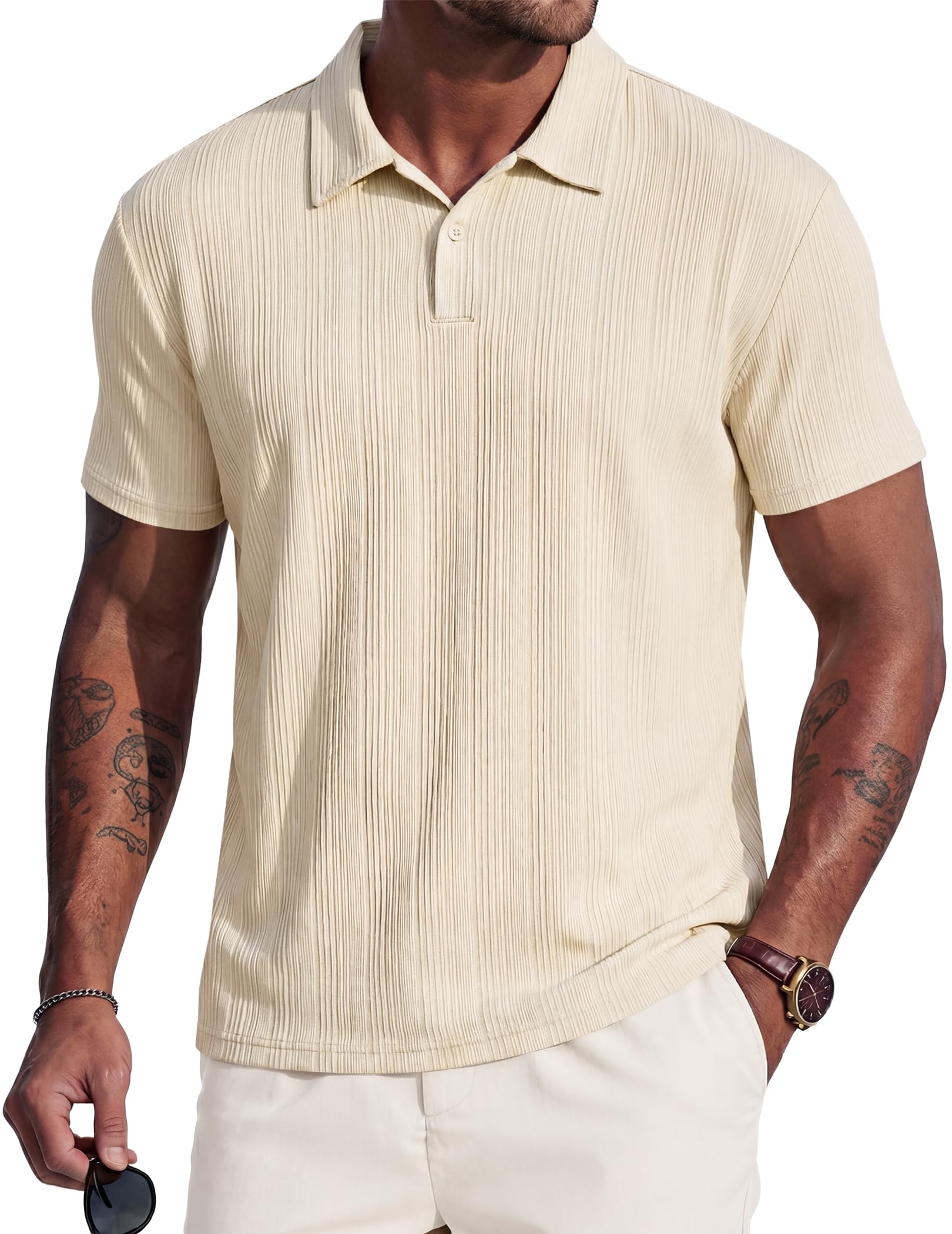 JMIERR Herren Poloshirt Kurzarm Casual Einfarbig Golf Polohemd Herren Regular Fit mit Struktur Sommer Männer Knopfleiste T-Shirts S-3XL