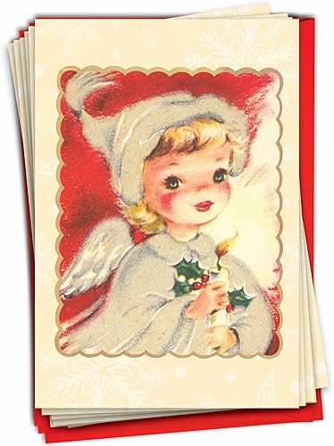 The Best Card Company - 12 tarjetas de Navidad religiosas en caja - Juego de tarjetas religiosas a granel, citas bíblicas navideñas y ángeles (1