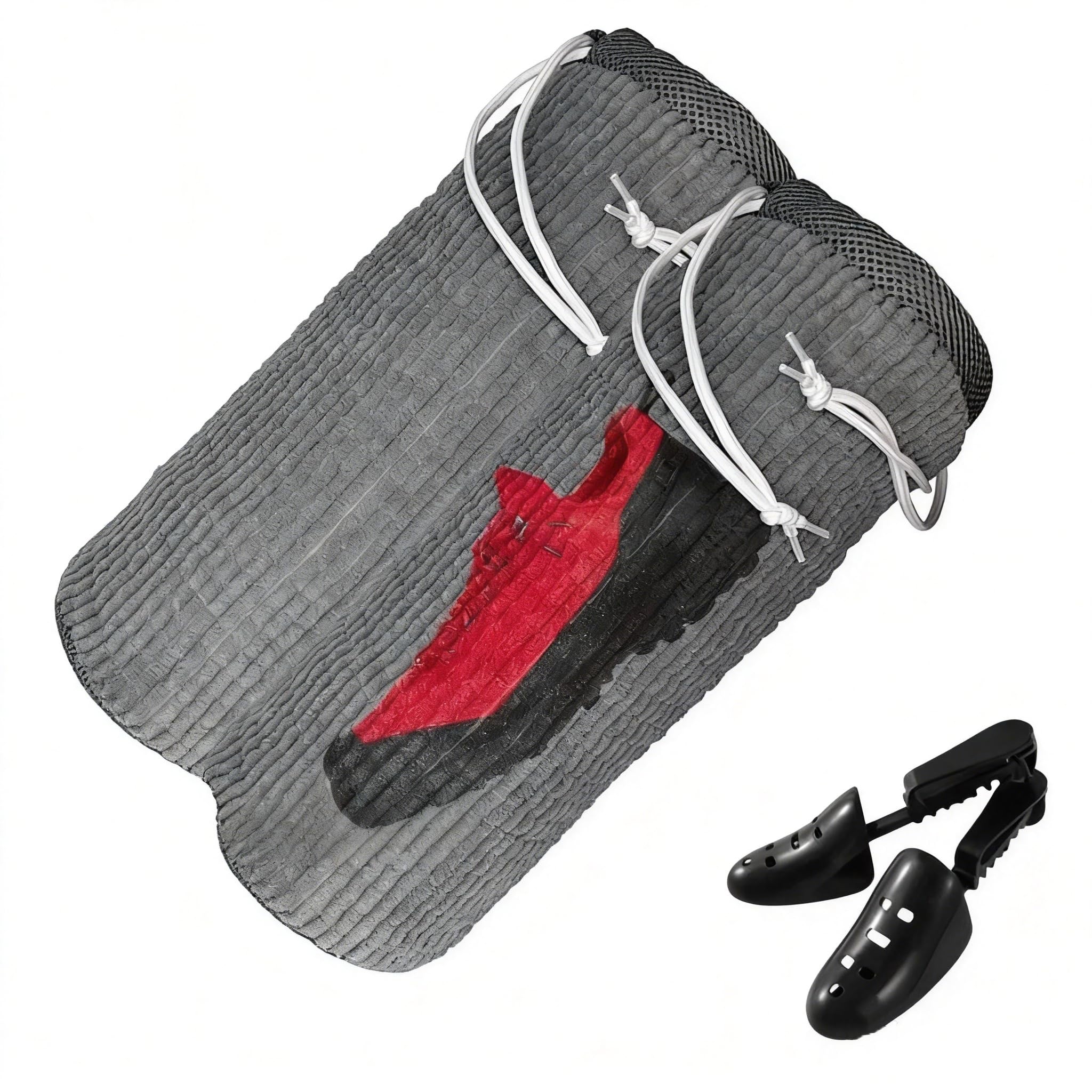 Shoe Washing Machine Bag 2Pcs, Fluffy Fibers Keep 360° Wrap-around Cleaning, Durable Trainer Washing Machine Bag with Hidden Zipper Reusable for Sneakers, Clothing, Dolls (GRAY)