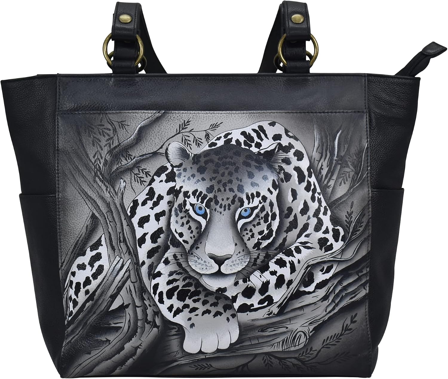 Anuschka Women's Hand-Painted Leather Wide Tote Bag – Unique Artisan Design, Genuine Cowhide Leather