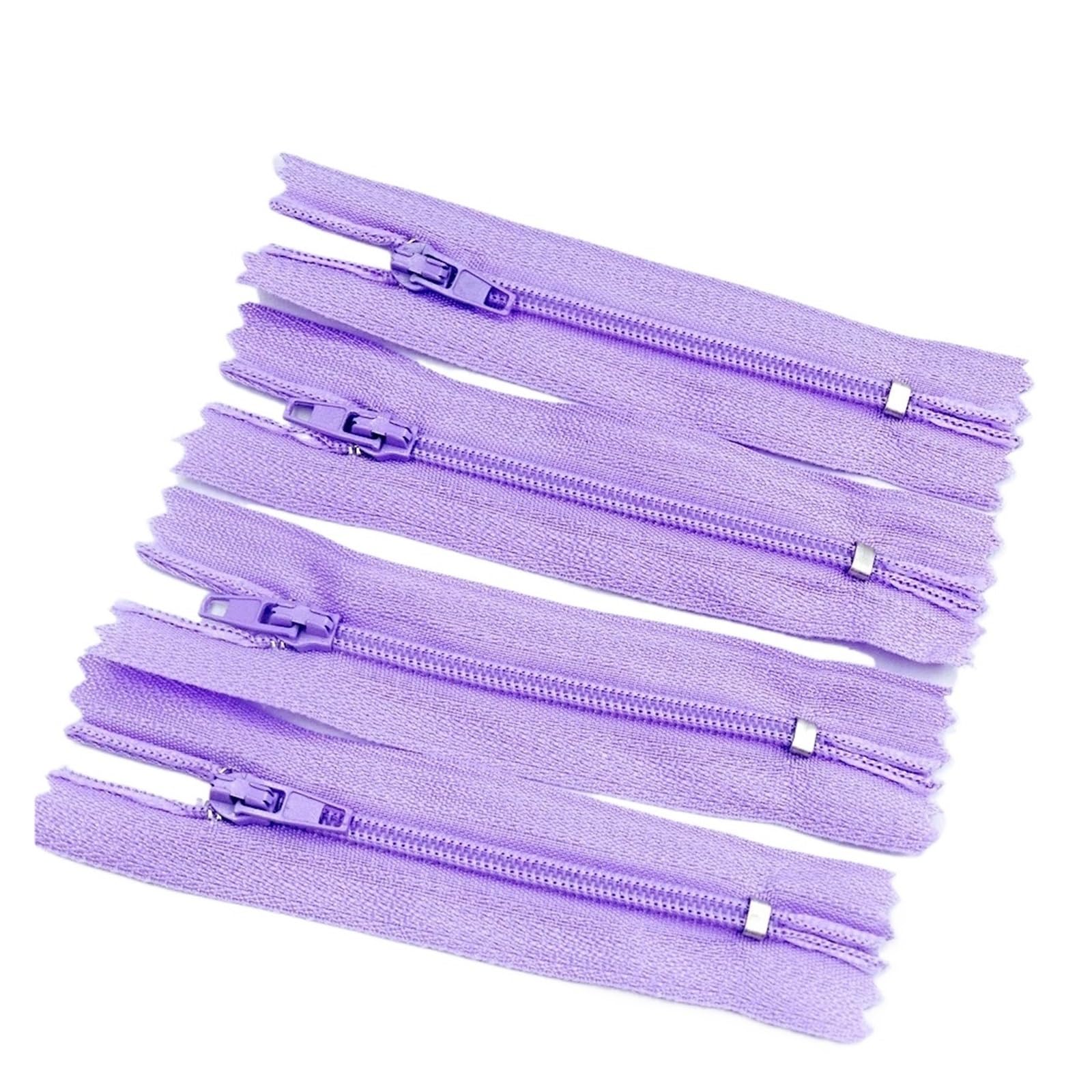 4 cremalleras de nailon de extremo cerrado 3# para costura a medida (3-40 pulgadas) 7,5-100 cm (morado claro, 55 cm)