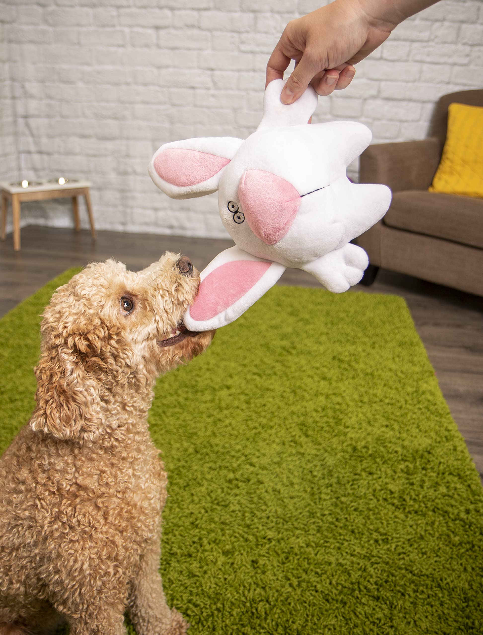 goDog Big Nose Hundespielzeug, quietschend, Plüsch, Kauschutz-Technologie, Weiß, Größe L