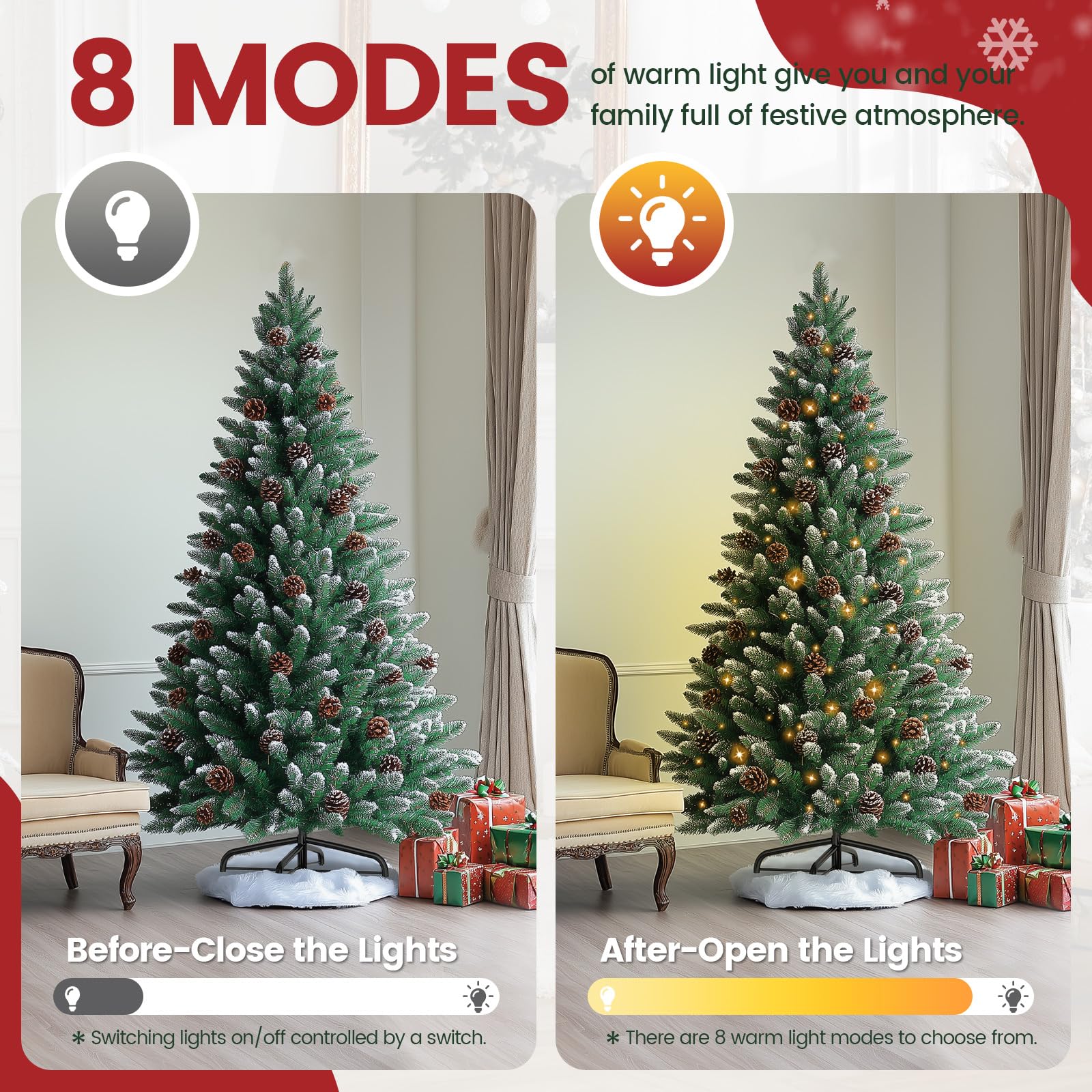 Produktbild von LILIIN 225cm Weihnachtsbaum Künstlich Mit Schnee-Effekt