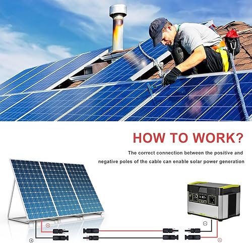 Miniatura 6 de Cable de extensión solar de doble cable de 50 pies  Conector de panel solar de 10 AWG (6 mm), con 6 pares, conectores solares IP67 machohembra para