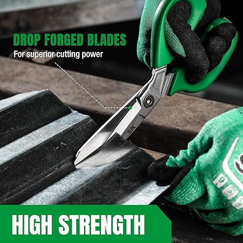 Miniatura 5 de SK Tijeras resistentes de 9 pulgadas, tijeras multiusos, construcción de acero CR-V premium, cuchillas forjadas de una pieza, mango ergonómico para