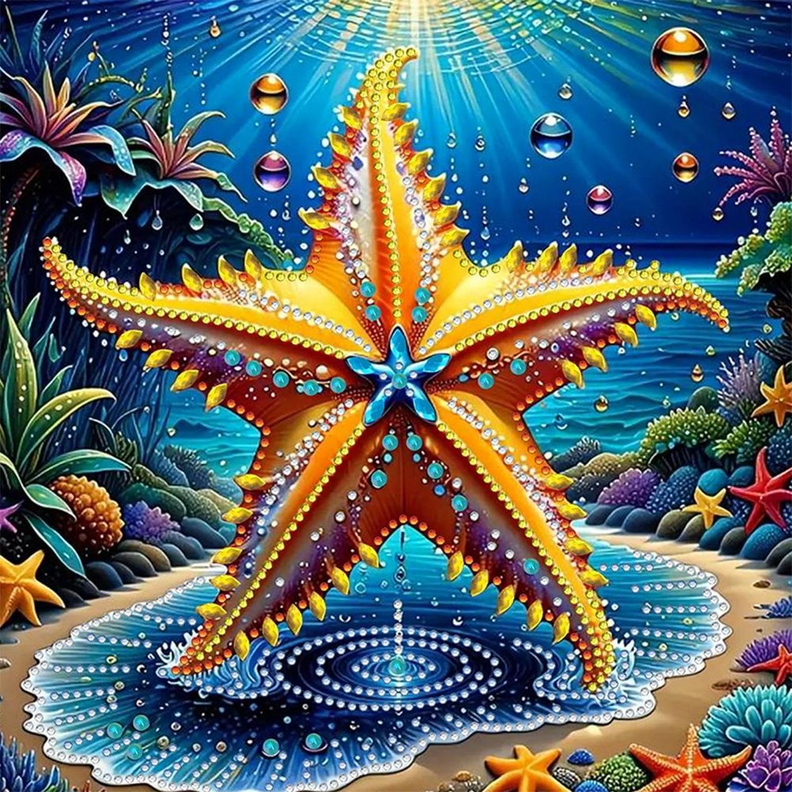 5D DIY Partial Special Shaped Drill Diamond Painting Kit Starfish Decor 30x30cm