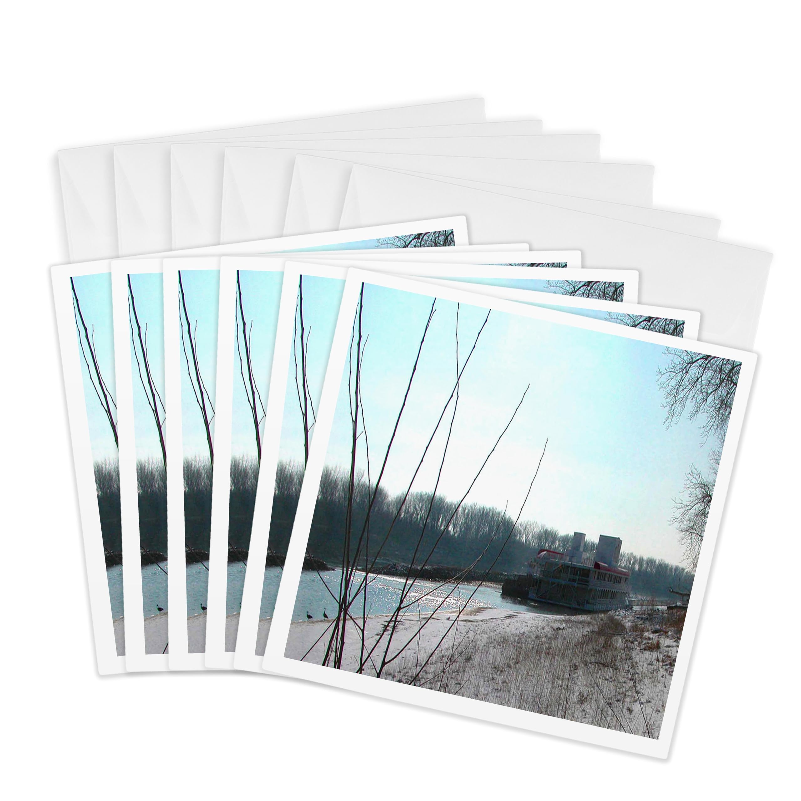 3dRose gc_12268_1 6 x 6-Inch "Riverboat" Greeting Card (Pack of 6)