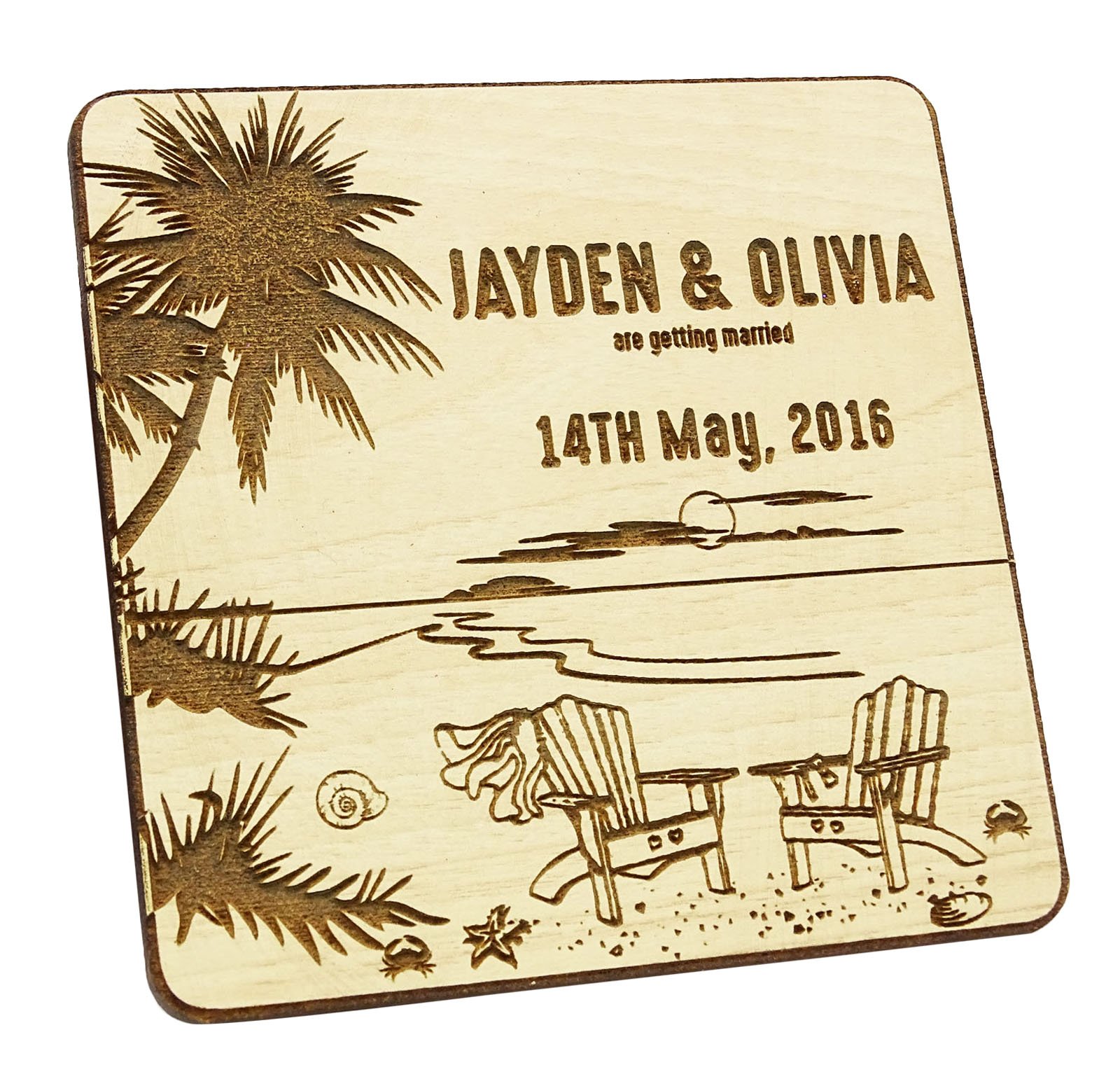 Cadeau aimant en bois personnalisé lot de 40 souvenirs gravés pour mariage