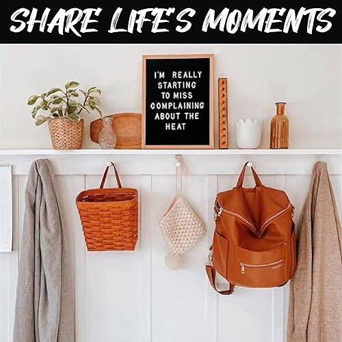 Miniatura 26 de Letrero de fieltro negro y letras blancas de 10 x 10 pulgadas Este letrero personalizable incluye 300 letras de plástico y marco de roble., Negro