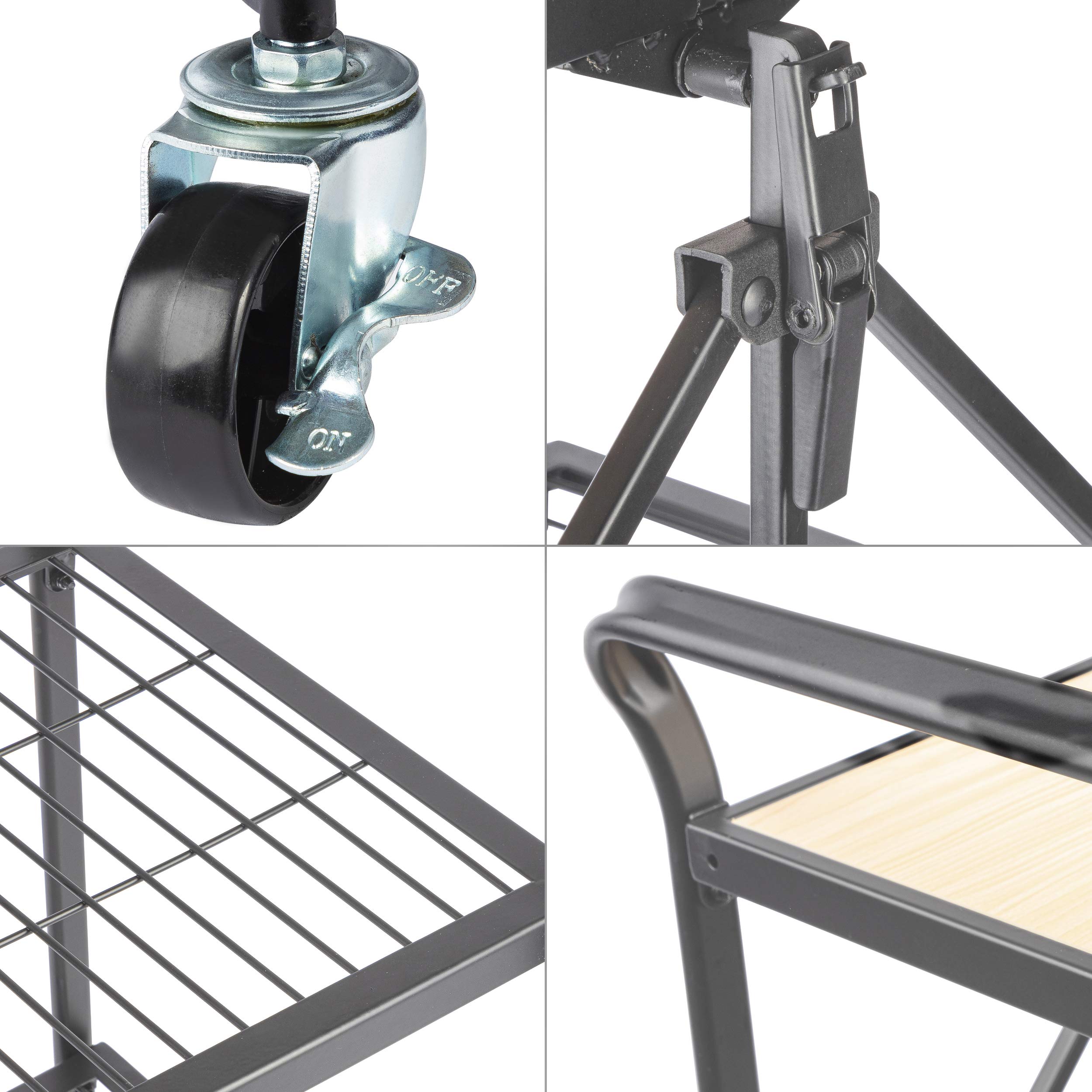 ONVAYA® Küchenwagen James klappbar | Servierwagen klappbar | Etagenwagen | Beistellwagen | Grau | Küchenregal | Multifunktionale Regal| Haushaltsregal | Stand Regal