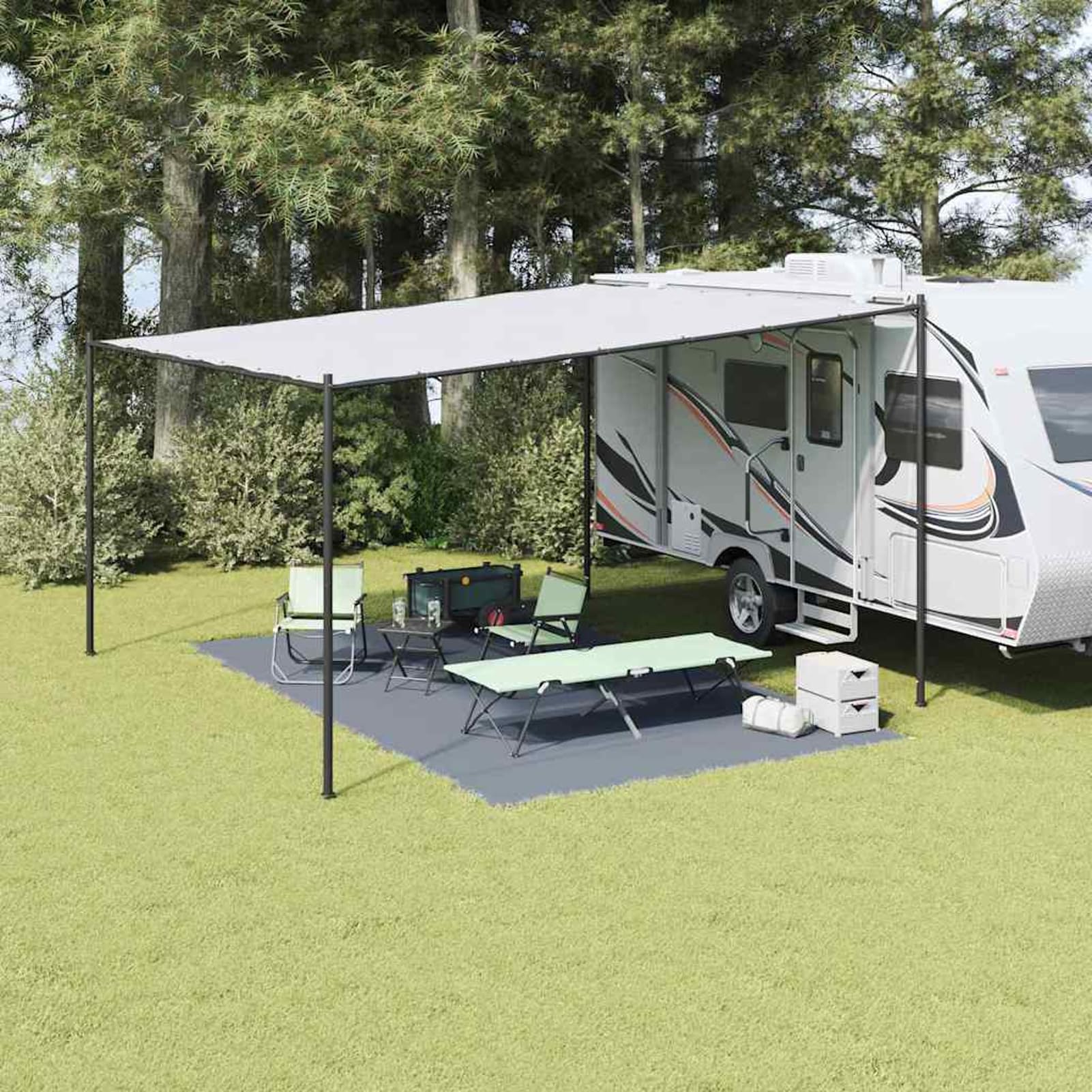 Gecheer Zeltzubehör Blau-Grau Polyester 300 x 500 cm Haltbar Zelteppich Zeltdeckel Picknickdecke Wohnwagen Balkon Outdoor