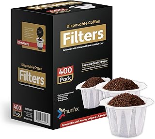 Disposable Coffee Filters, 400 Count Paper Coffee Filter for Keurig Brewers Single Serve 1.0 and 2.0 Compatible with All Brands Reusable K Cup Filter, White
