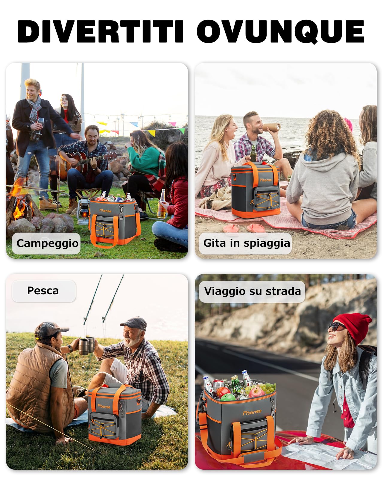 Fitense Borsa Termica 33L/20L - Borsa Frigo Grande 4 Strati Impermeabile, Borsa Frigo Portatile Pieghevole per Spiaggia, Viaggi, Picnic, Spesa, Kayak