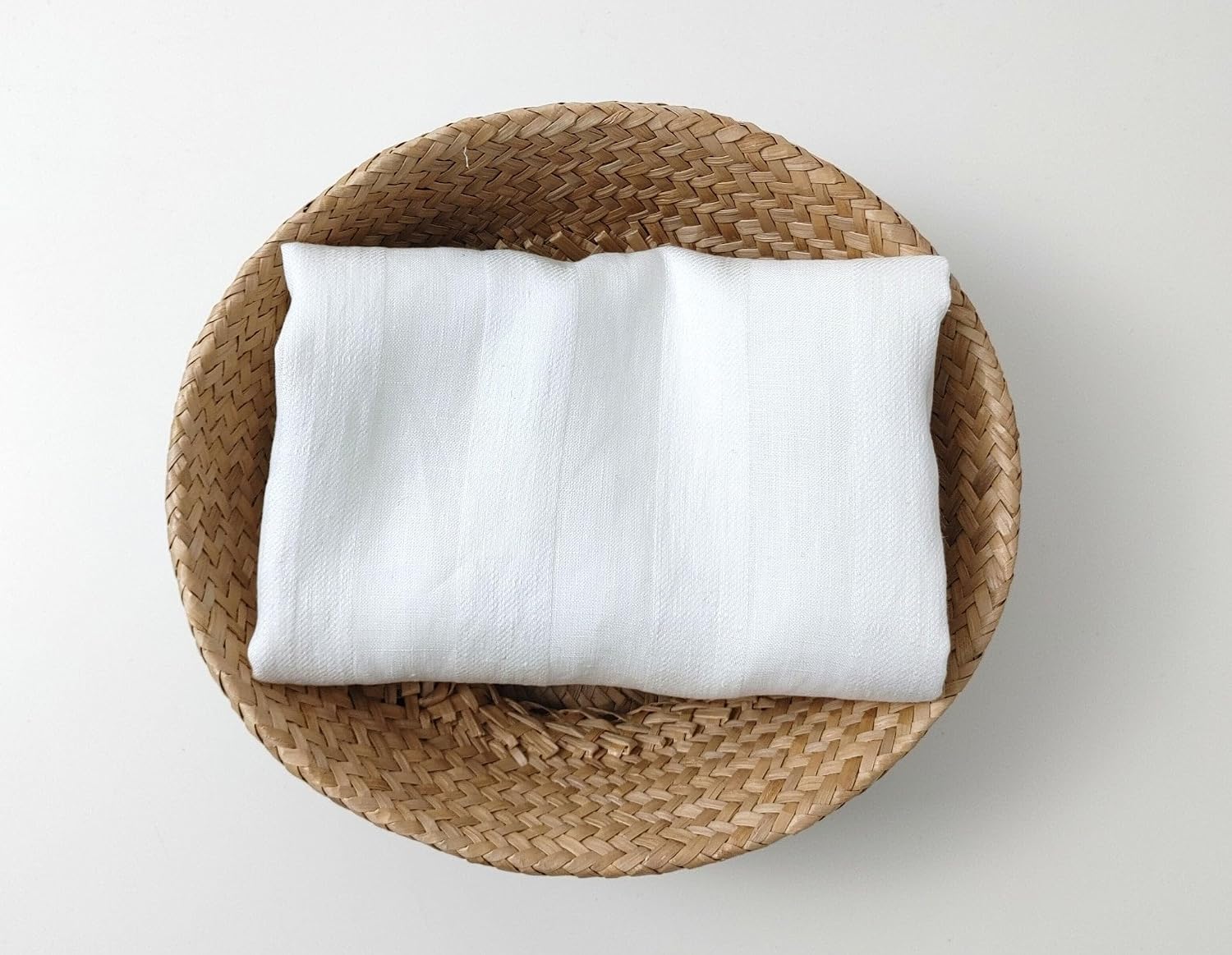 100% Linen Fabric with Unique Striped Weaving Structure 6648 White