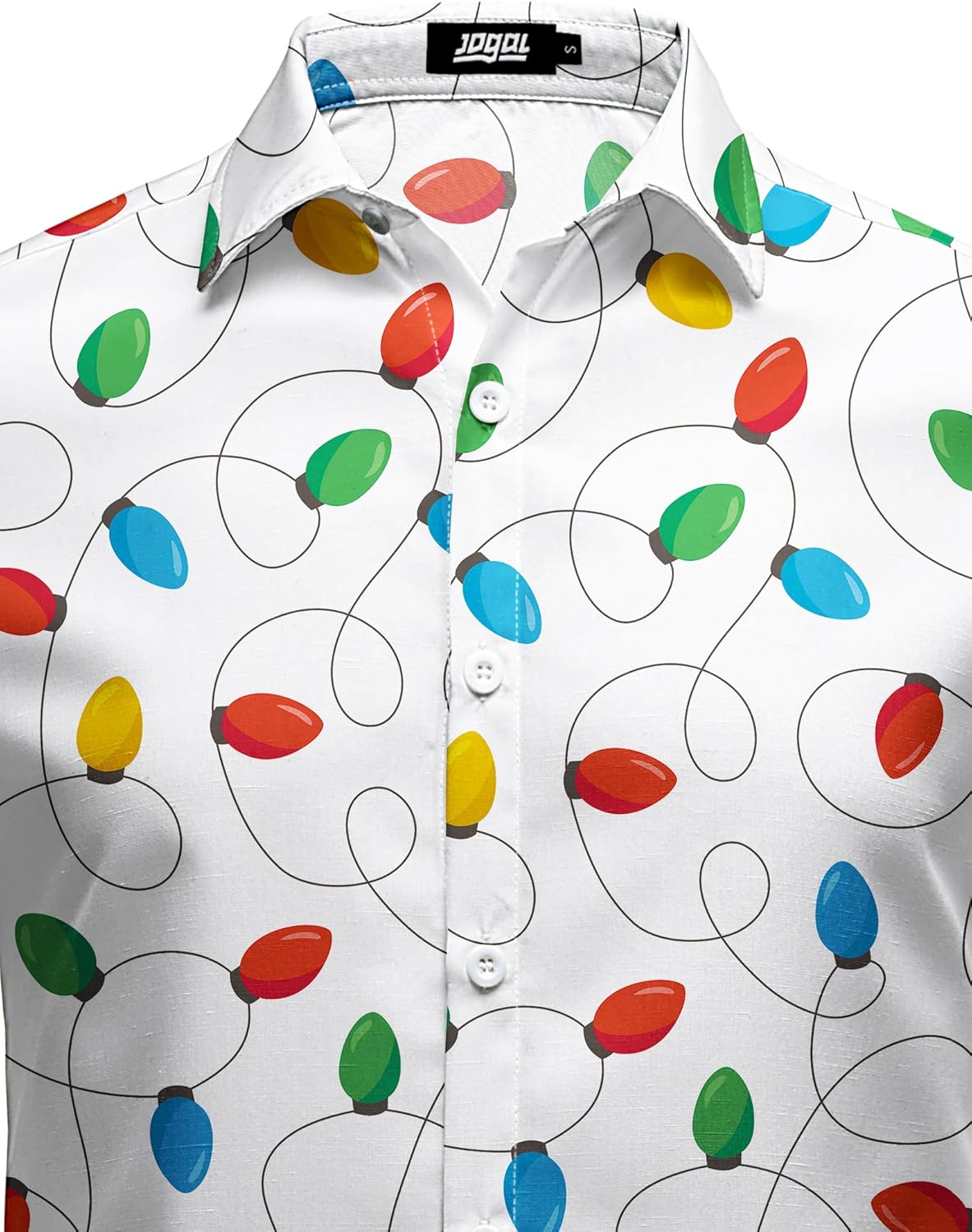 JOGAL Mens Christmas Turkey Thanksgiving Long Sleeve Santa Claus Button Down Shirt for New Year Party - Image 3