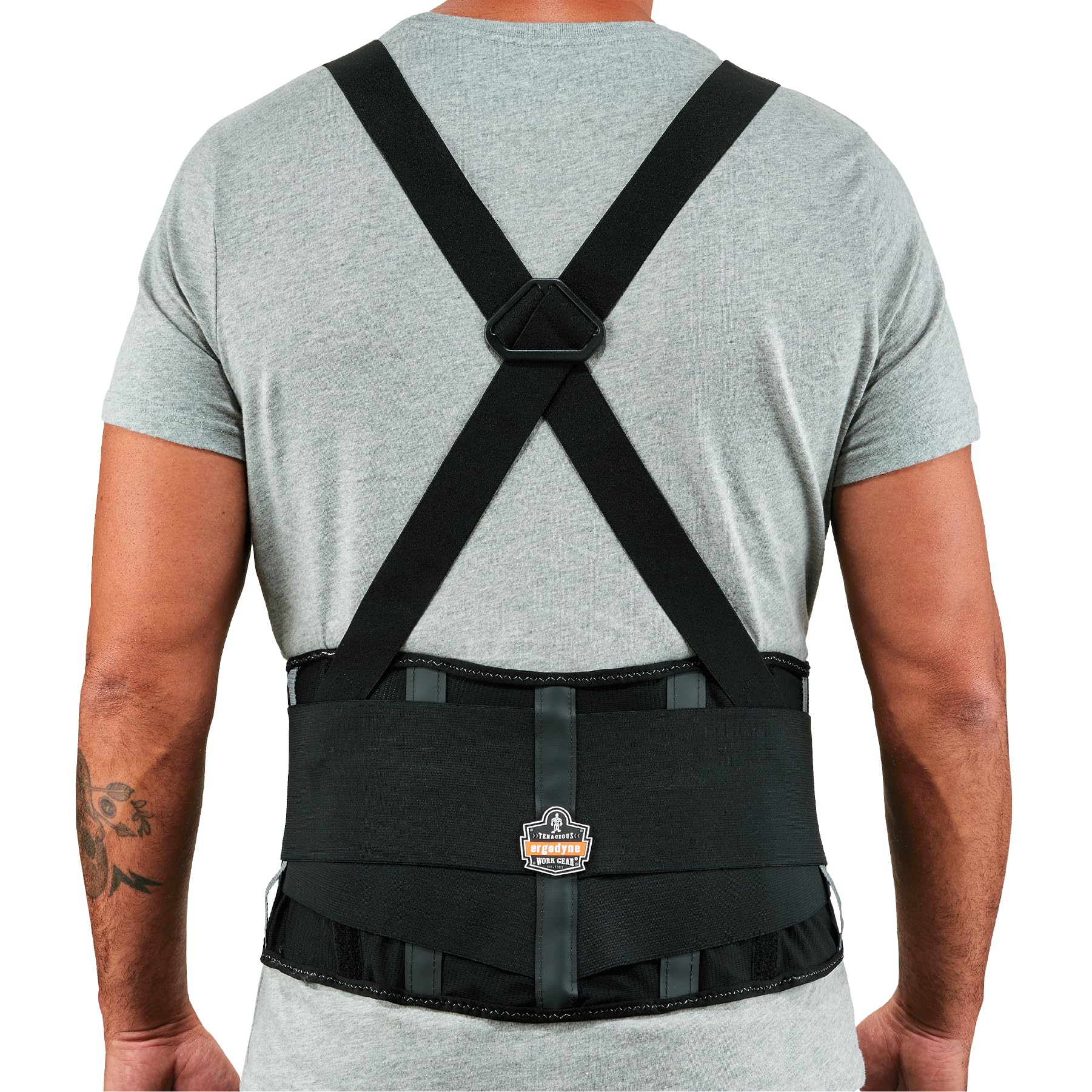 Ergodyne ProFlex 2000SF Back Support Brace, 8.5" Spandex, V-Shape Design and Patented Stays for Added Support, Small