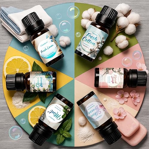 Miniatura 2 de Clean Fresh - Juego de aceites esenciales, 6 x 0.3 fl oz, lino fresco, menta, hogar limpio, brisa de seda, algodón fresco, jabón floral para