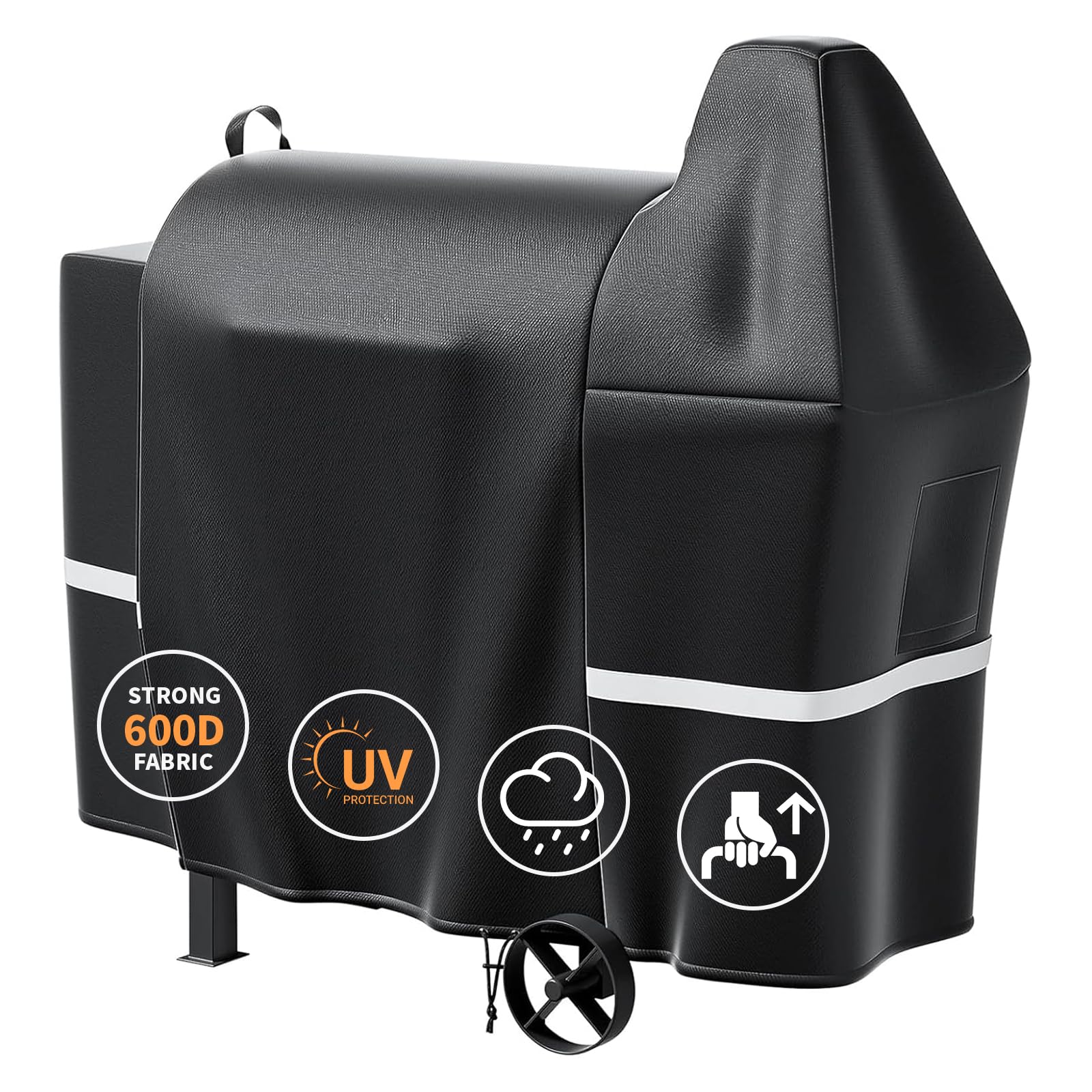 Grisun Grill Cover for Pit Boss 850 Pro Series 820 Deluxe - 820D 820FB 820SC 820XL 820PS1, Anti-Fade Waterproof Durable 600D Fabric Pellet Grill Cover with Drawstring and Fabric Handles, Black