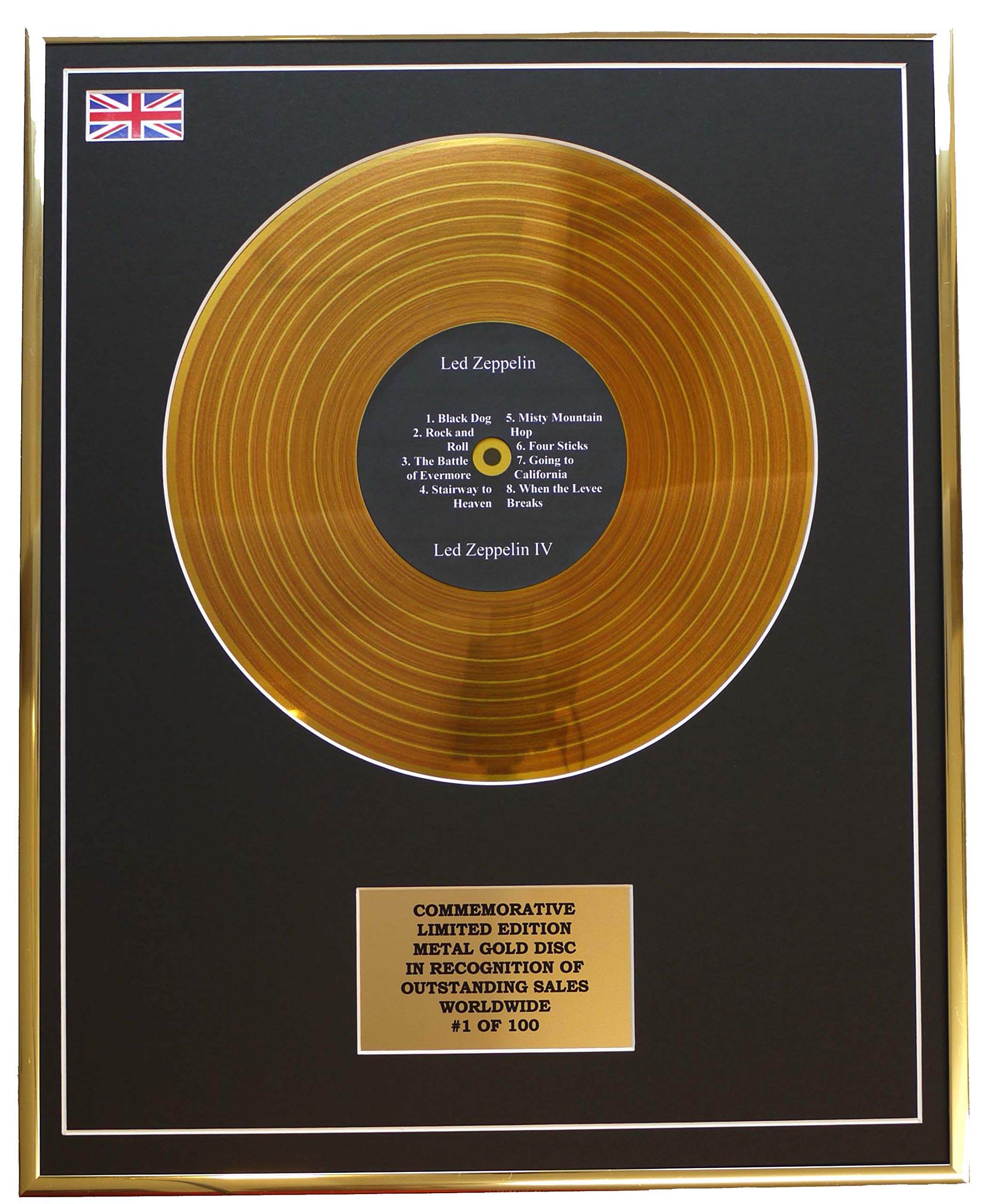 Limited Edition Metal Gold Disc Gold Led Zeppelin - Led Zeppelin Iv Metal Record Display Commemorative Ltd Edition
